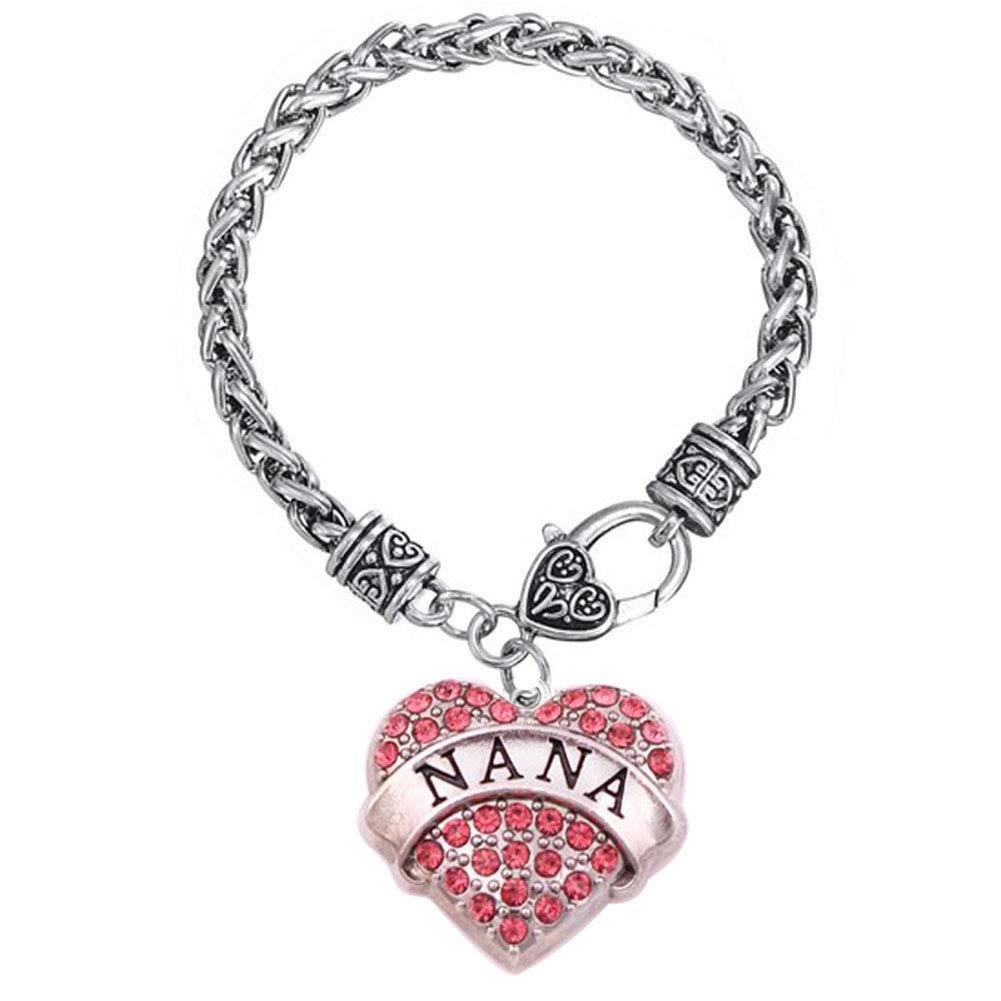 Birthday Gift for Grandma - Elegant Nana Charm Bracelet with Heart Crystal for Women | Perfect for Mother's Day, Anniversary & Special Occasions