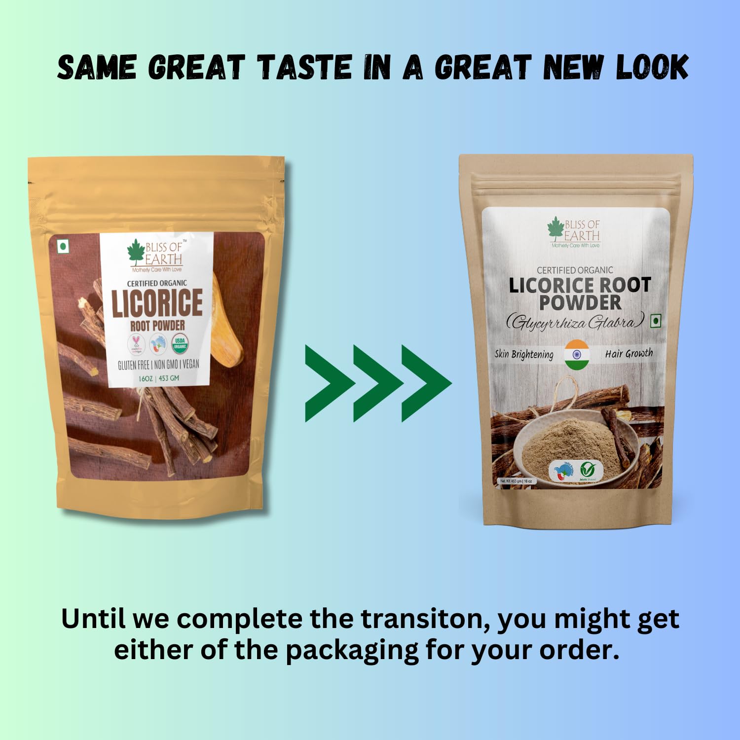 Organic Licorice Root Powder (Mulethi) 453g Pack of 2 | Skin Whitening, Hair & Face Care | USDA Certified for Eating & Beauty | Perfect for DIY Masks, Tea & Holistic Wellness