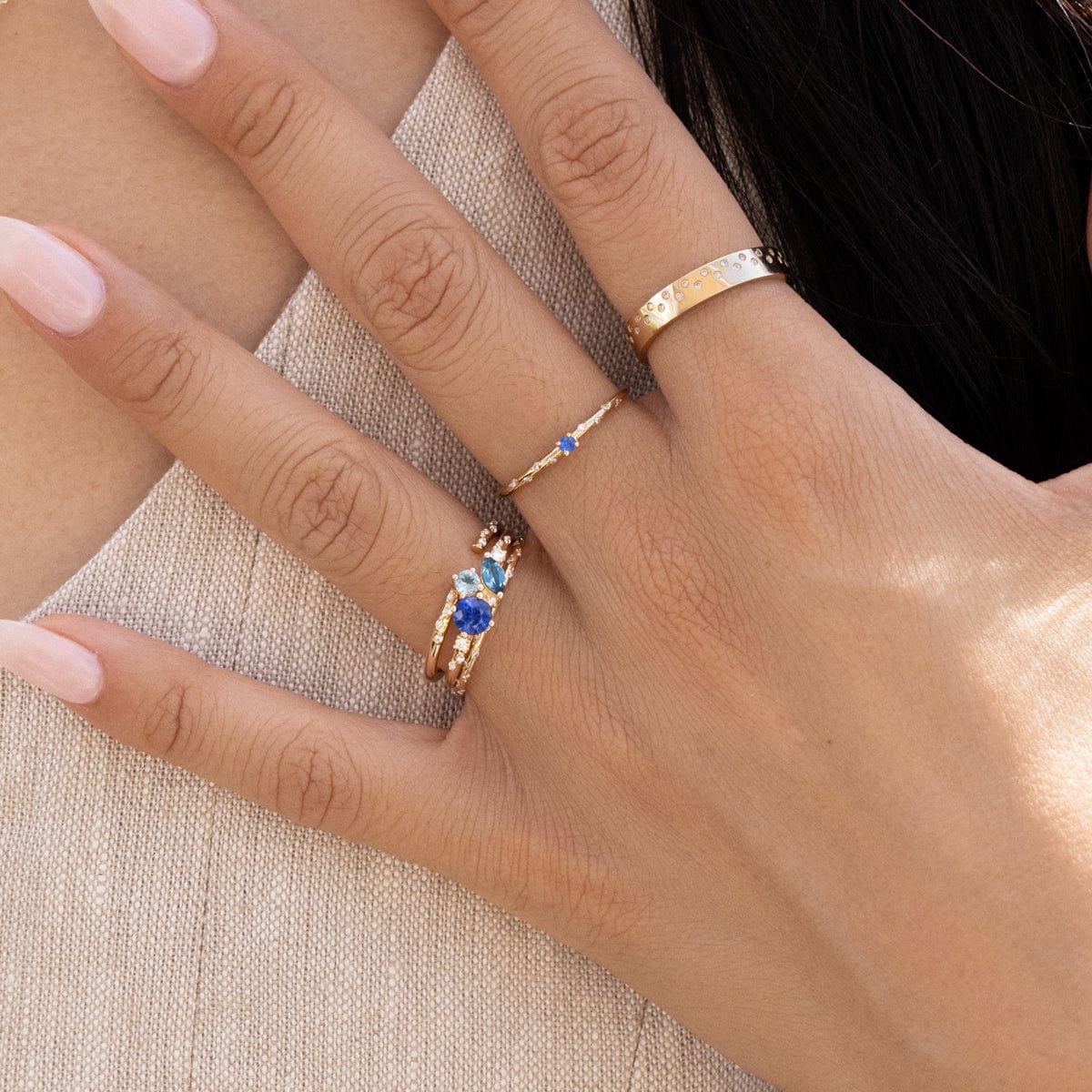 Ocean Starry Cluster Ring - Dainty Celestial Jewelry for Women, Elegant Stackable Rings for Everyday Wear, Perfect Gift for Birthdays & Anniversaries | Boho Chic Style, Layering Rings for Fashion Accessories