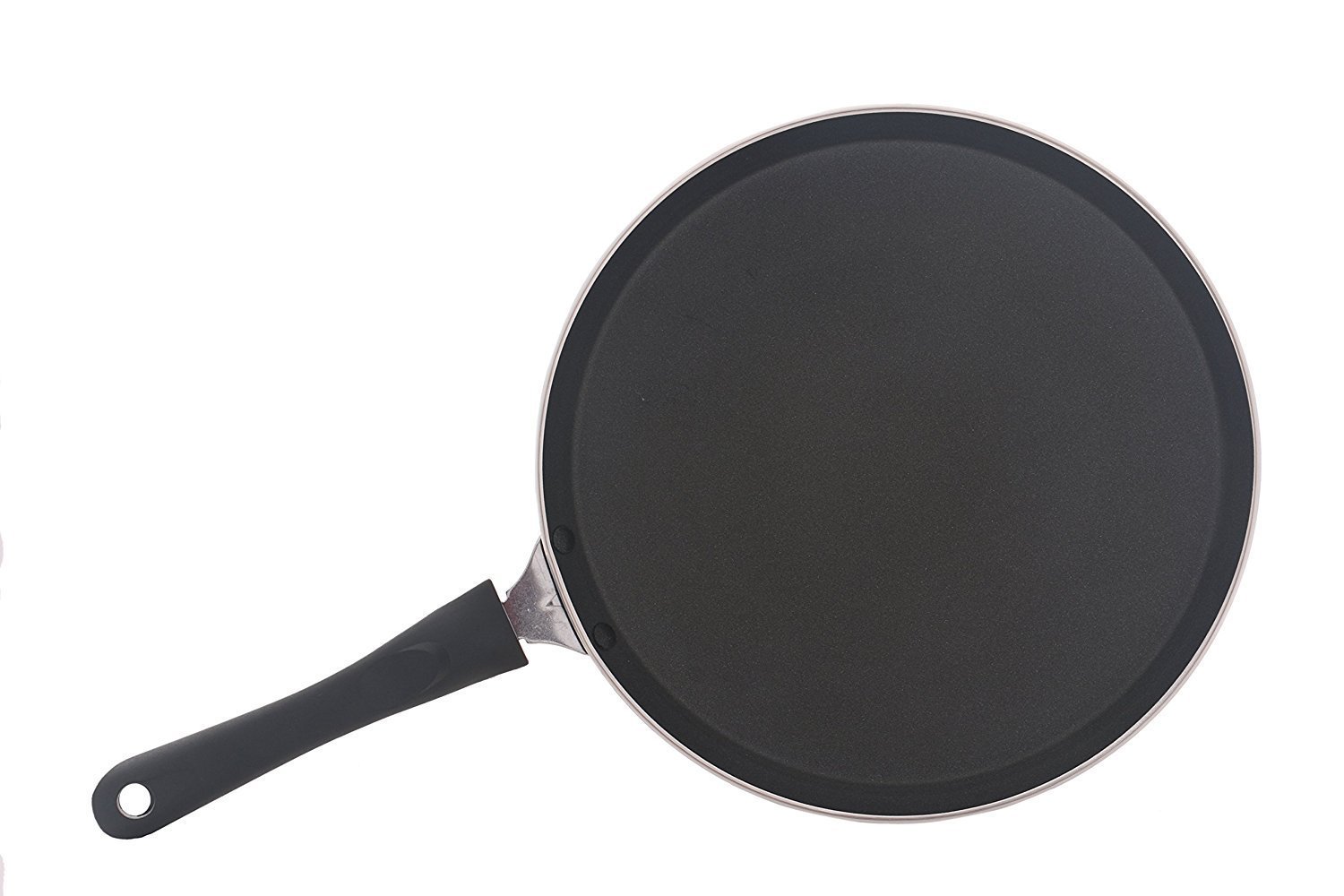 Non-Stick Dosa Tawa Griddle Pan with Scrubber & Spatula - 12 Inch Round Indian Cooking Pan - Black & Red Valentine's Day Gift for Home Kitchen Use