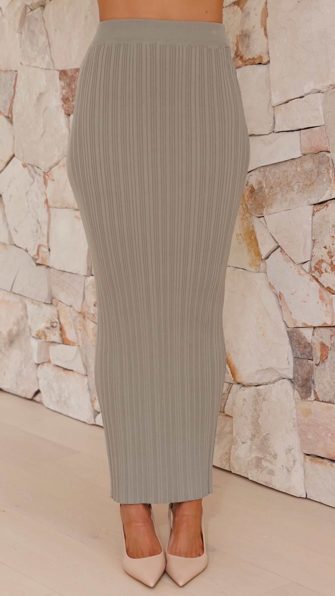 Isla Maxi Skirt for Women - Flowy Khaki Long Skirt with Elastic Waist | Perfect for Beach, Vacation & Boho Style Outfits