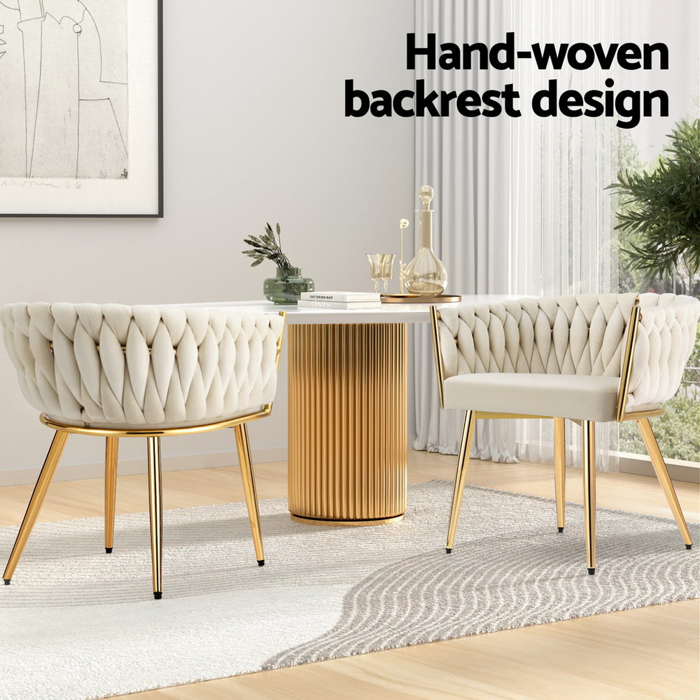 4-Piece Artiss Velvet Dining Chair Set - Luxurious Beige Upholstered Armchairs for Elegant Dining Room & Home Decor