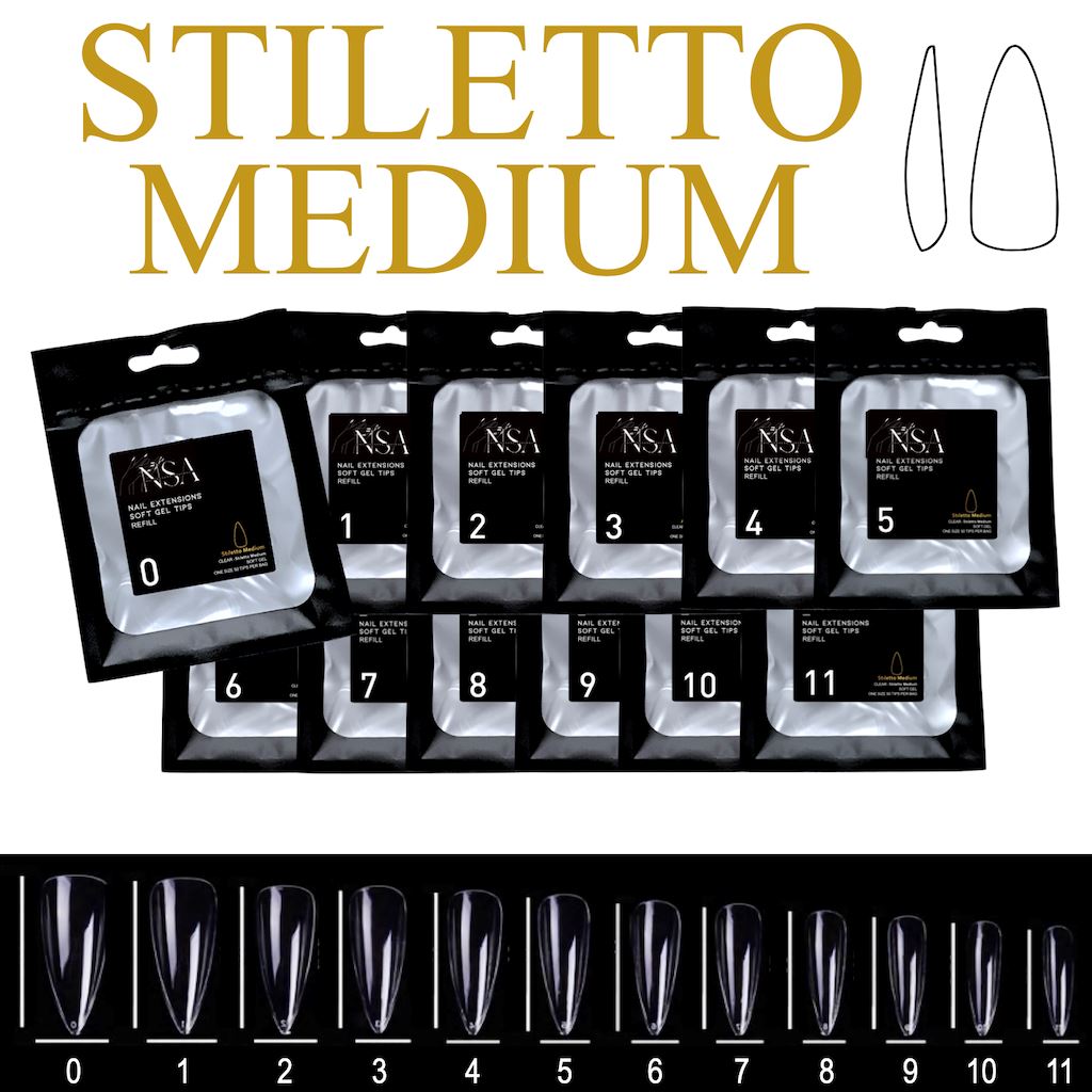 Soft Gel Tips for Nails - 50pcs Refill Pack - Stiletto Shape - Perfect for Salon, DIY Manicures & Nail Extensions