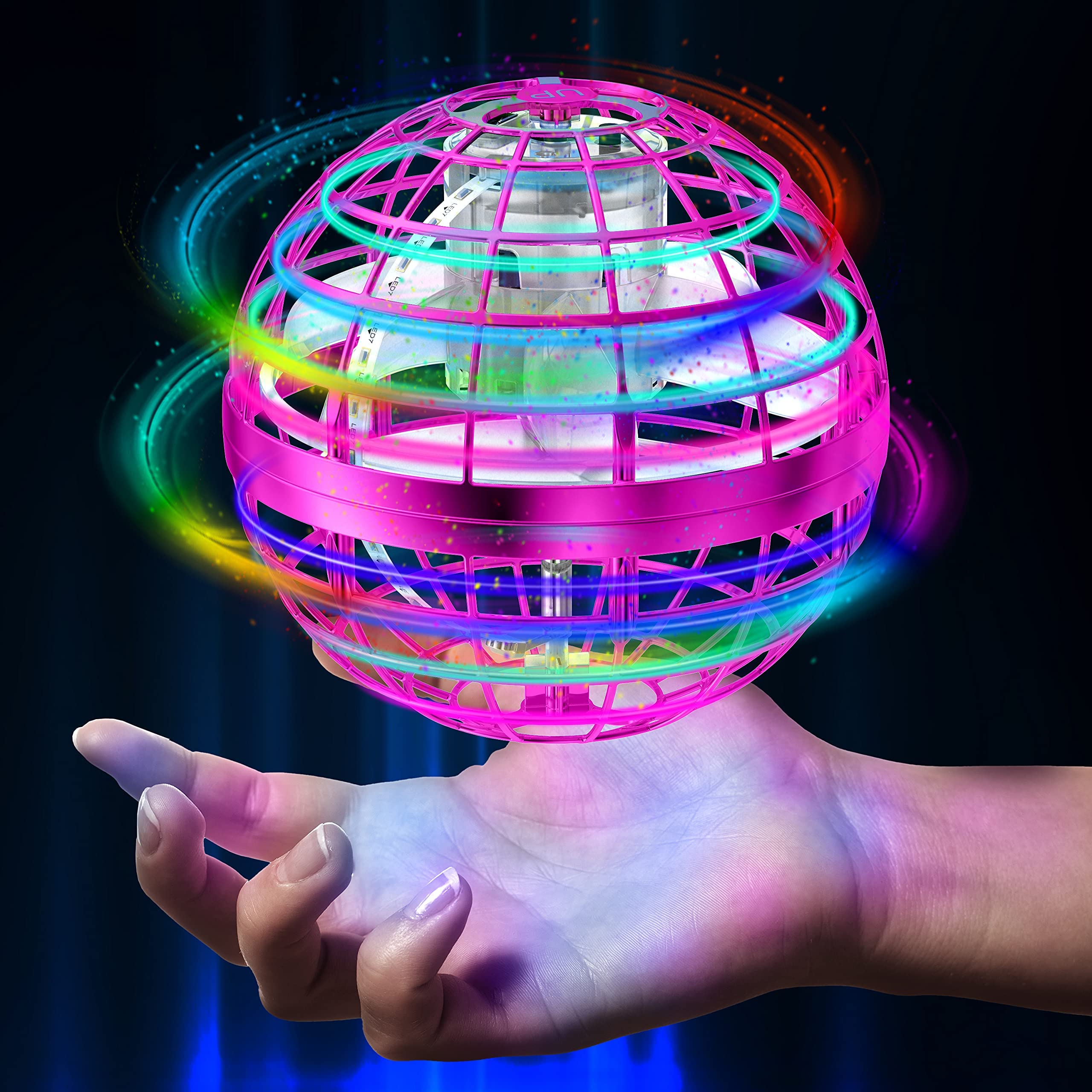 YXM 2022 Magic Flying Ball Toy - Mini Drone Hover Orb with 360° Rotation, Boomerang Spinner UFO for Kids & Adults | Great Birthday Gift & Holiday Party Toy (Pink) - Indoor/Outdoor Play, STEM Learning, Family Fun Activity