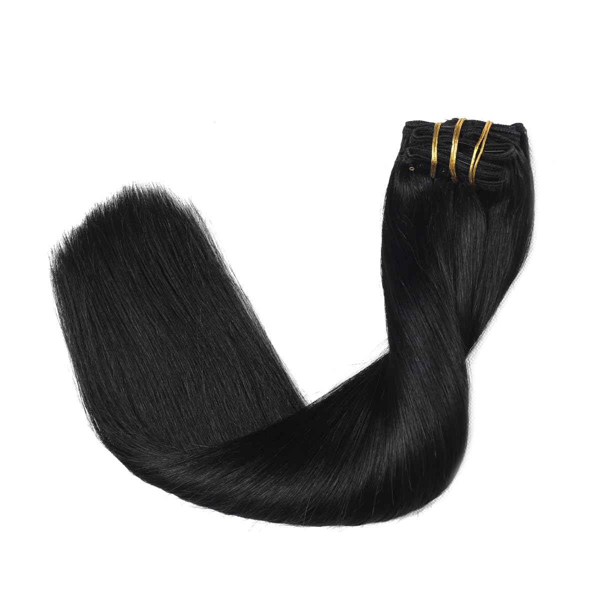 Silky Straight Clip-in Remy Human Hair Extensions for Women - 18 Inch Natural Black Hair Weft for Length & Volume - Perfect for Parties, Weddings & Daily Styling