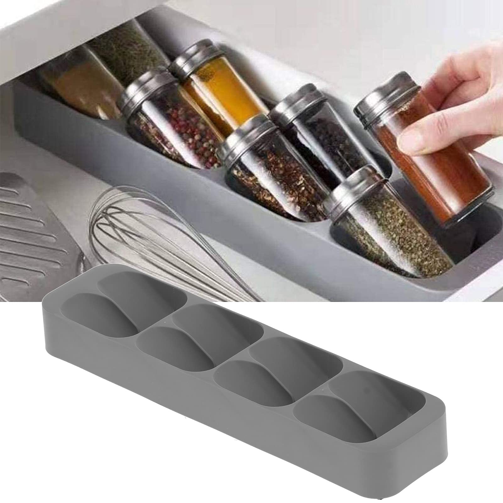 Premium Spice Jar Holder - 12 Slot Spice Bottle Organizer for Kitchen Drawers & Cabinets | Durable Kitchen Utensil Storage Solution for Seasonings, Herbs & Spices | Perfect for Home Chefs & Cooking Enthusiasts
