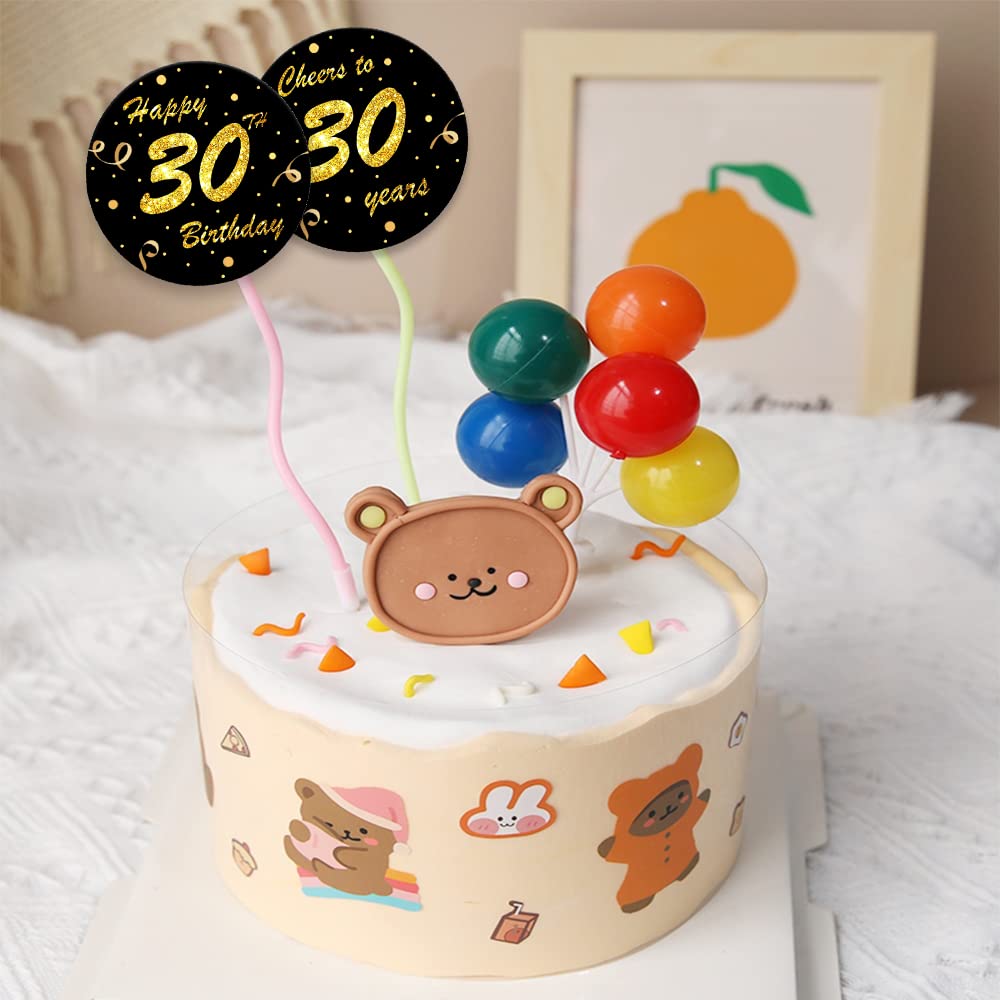 REWIDPARTY Black & Gold 30th Birthday Stickers Roll - 500 Cheers to 30 Years Adhesive Party Stickers for Birthday & Anniversary Decorations - Perfect for Cake Toppers, Gift Wrapping, Scrapbooking & Party Favors
