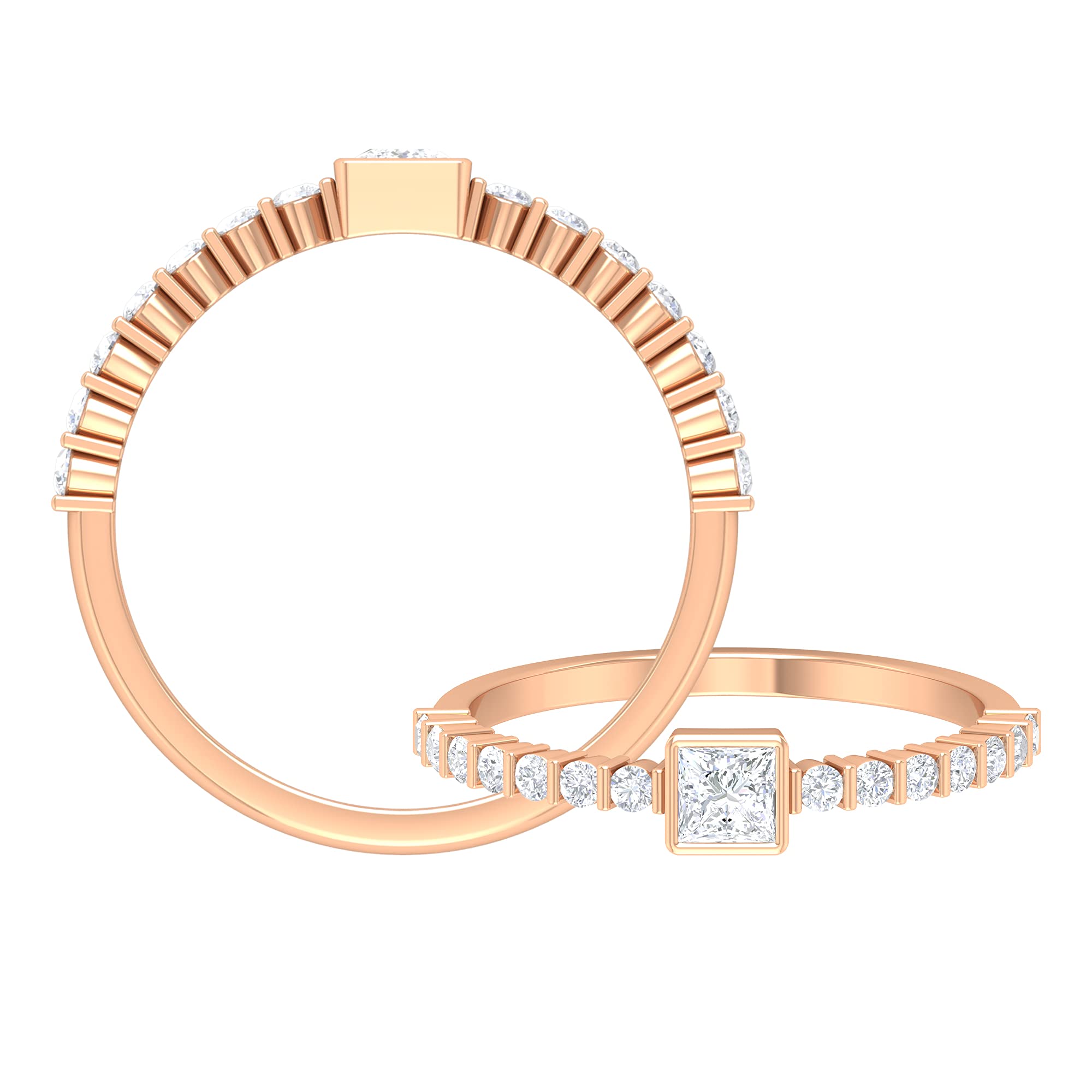 3/4 CT Diamond Promise Ring for Women - 14K Solid Gold Solitaire Ring with Side Stones, April Birthstone Jewelry - Perfect for Anniversaries, Engagements & Special Occasions