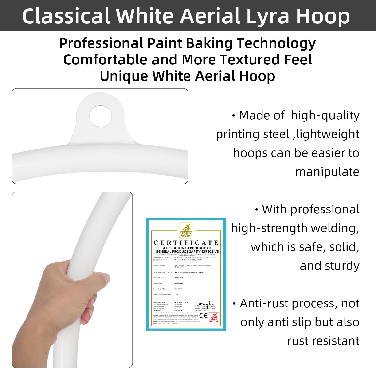 PRIOR FITNESS Aerial Hoop Set - Professional Circus Lyra Hoop Kit with Complete Rigging Hardware | Acrobatics Equipment & Yoga Dance Sling for Home Gym, Indoor Fitness & Aerial Arts Training | Perfect for Circus Performers, Yoga Enthusiasts & Dance Lovers