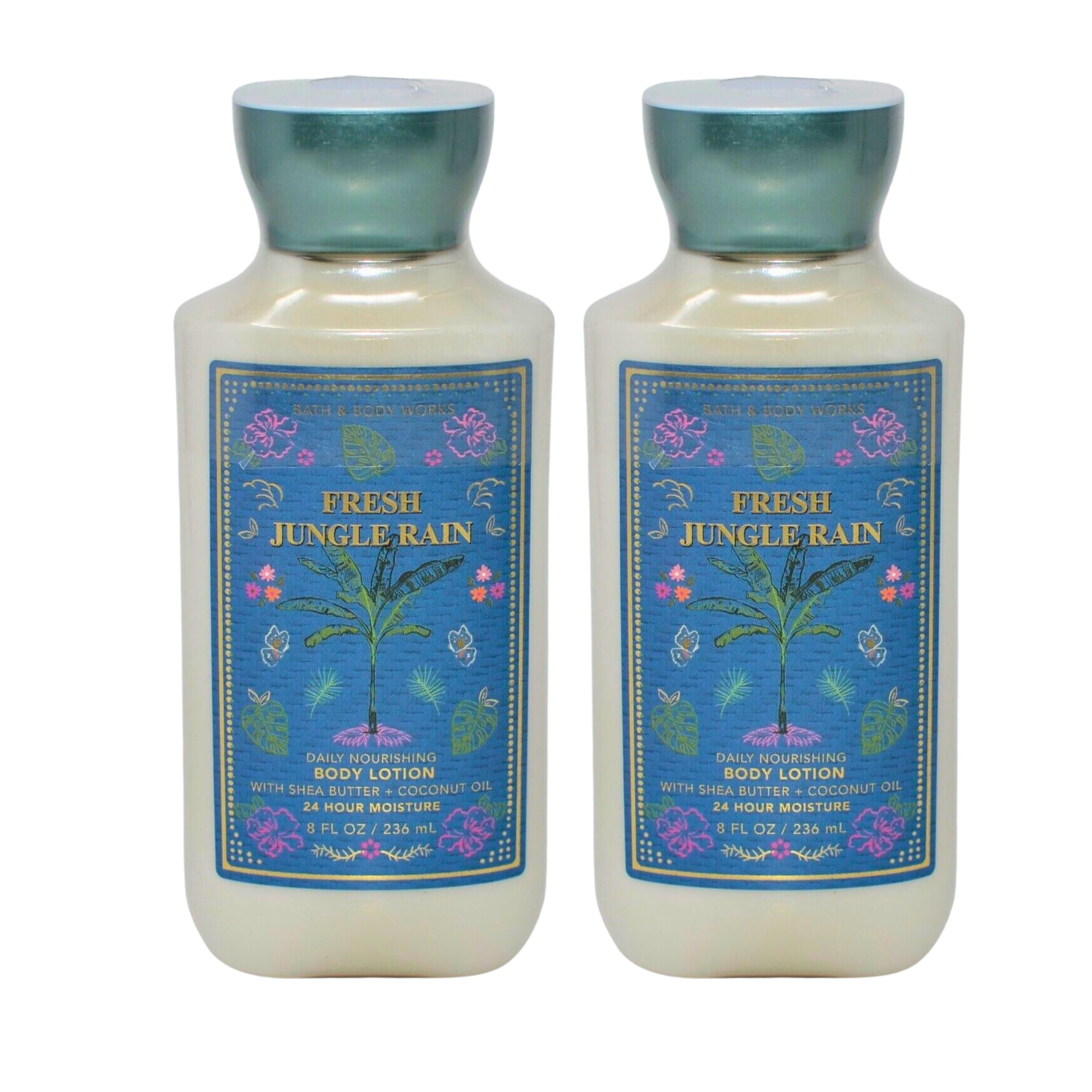 Bath & Body Works Body Lotion Gift Set - 2 Pack of 8oz Moisturizing Creams in Fresh Jungle Rain Scent | Perfect for Daily Hydration, Spa Days & Gift Giving