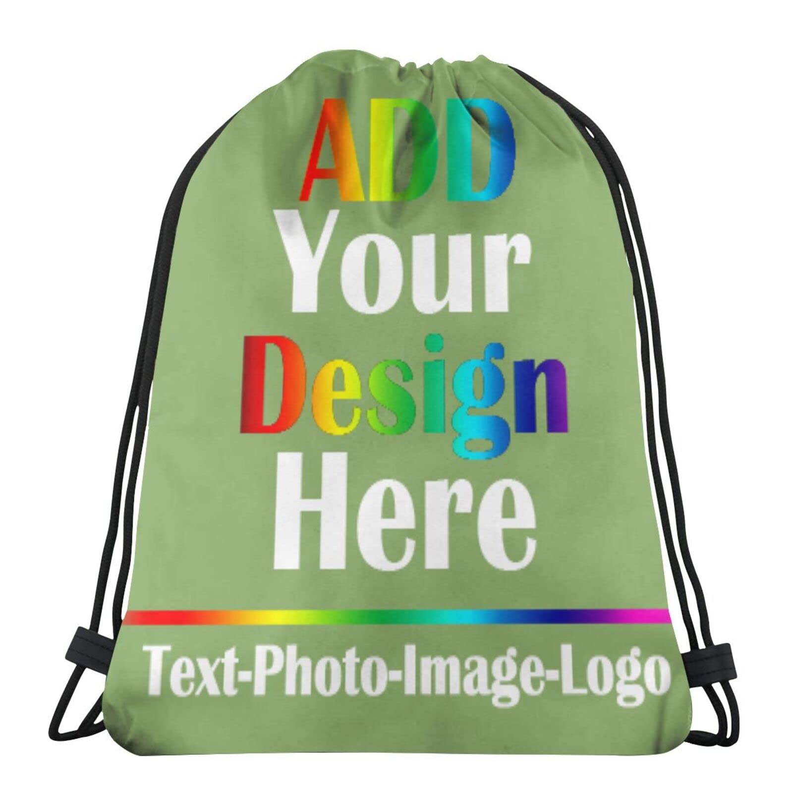 Custom Personalized Gym Drawstring Bags with Photo/Text/Logo Print - Lightweight Sports Backpacks for Men & Women - Ideal for Yoga, Travel, School & Shopping - Durable Kiwi Design