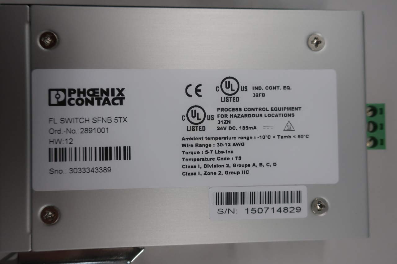 PHOENIX CONTACT 2891001 FL Switch SFNB 5TX - 5-Port Industrial Ethernet Switch for Harsh Environments | Reliable Network Connectivity for Factory Automation & Smart Buildings