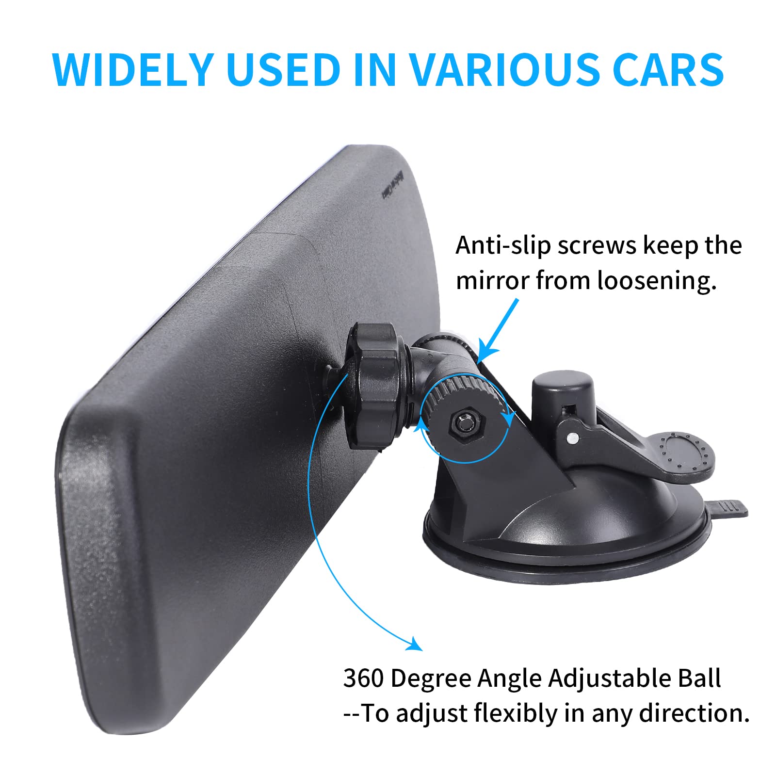 Universal Anti-Glare Rear View Mirror for Cars, Trucks, SUVs & Boats - 9.76