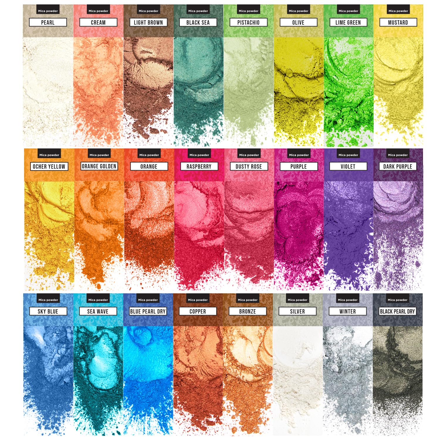 24 Colors Mica Powder Set for Epoxy Resin, Nail Art Pigment & Soap Making - Vibrant Epoxy Dye & Cosmetic Grade Color Pigment - Perfect for DIY Crafts, Jewelry Making & Bath Bombs