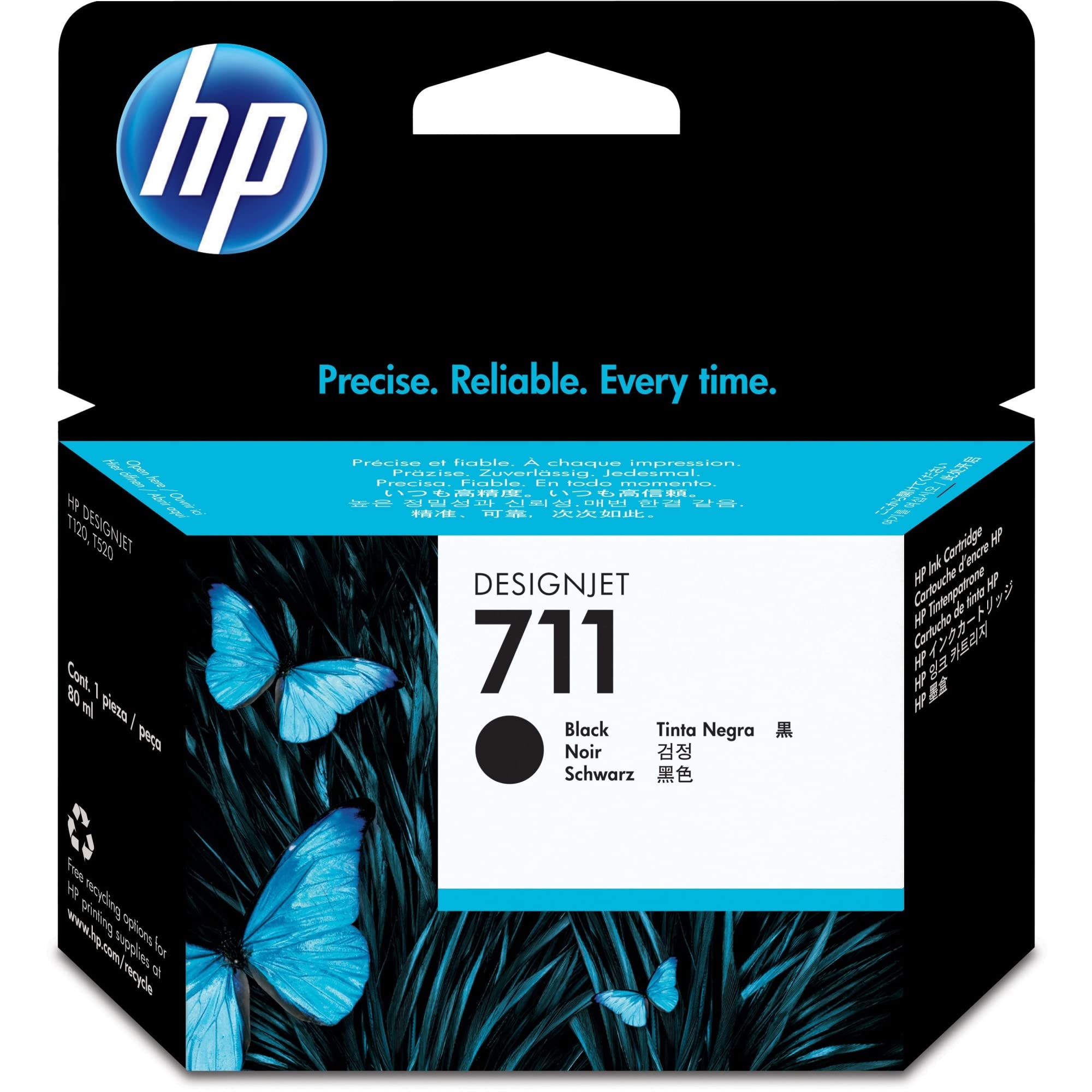 HP 711 80ml Black Designjet Ink Cartridge (CZ133A) - Compatible with HP DesignJet T120 24