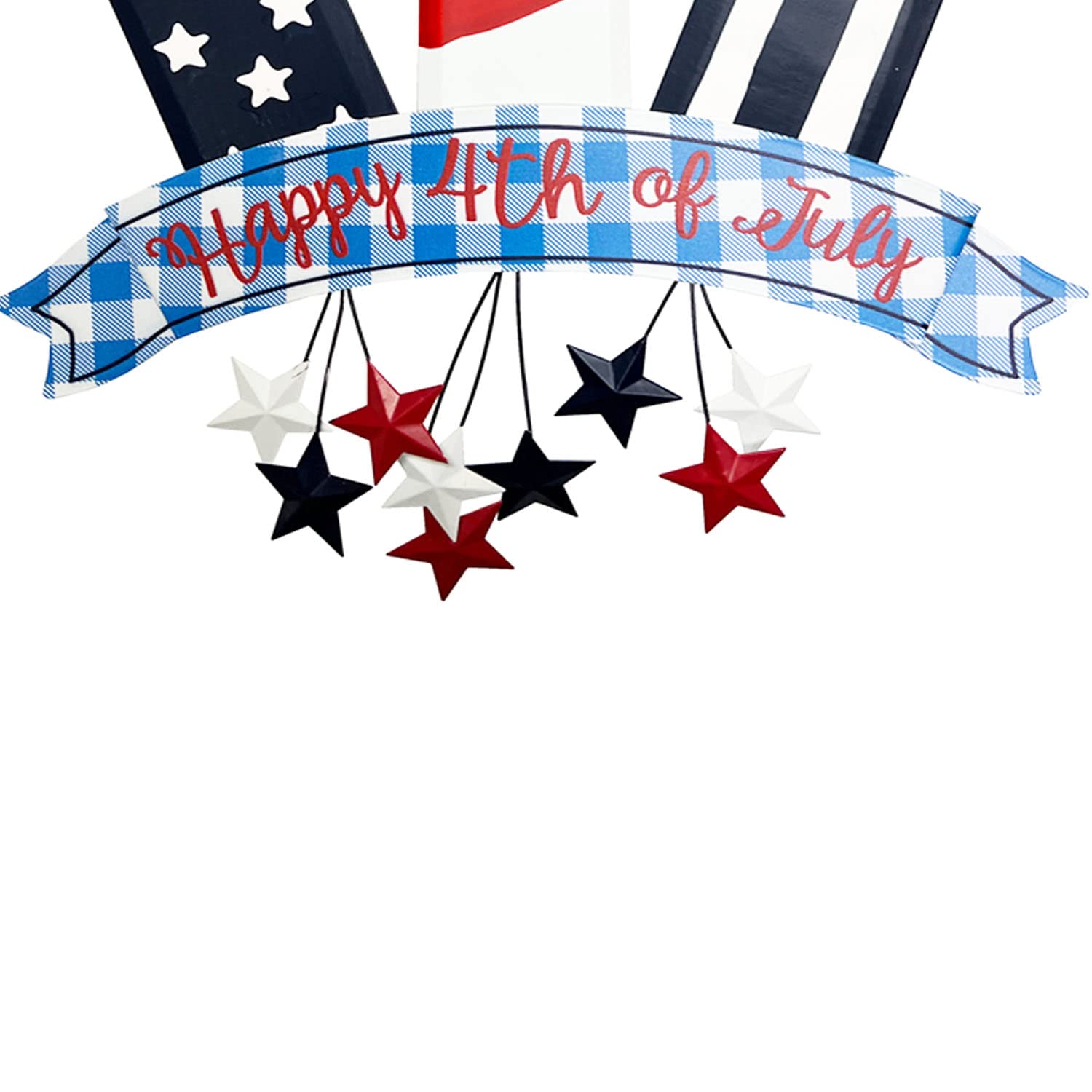 Happy 4th of July Hanging Fireworks Signs - Patriotic American Flag Wall Art Decor for Indoor & Outdoor - Perfect for Backyard BBQs, Parties & Independence Day Celebrations