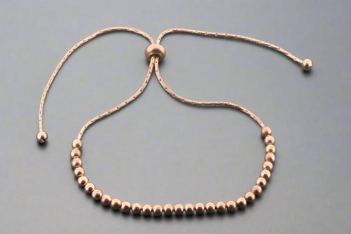 Rose Gold Over Silver Multi-Round Bead Bracelet - Elegant Stackable Jewelry for Women, Perfect for Everyday Wear & Special Occasions