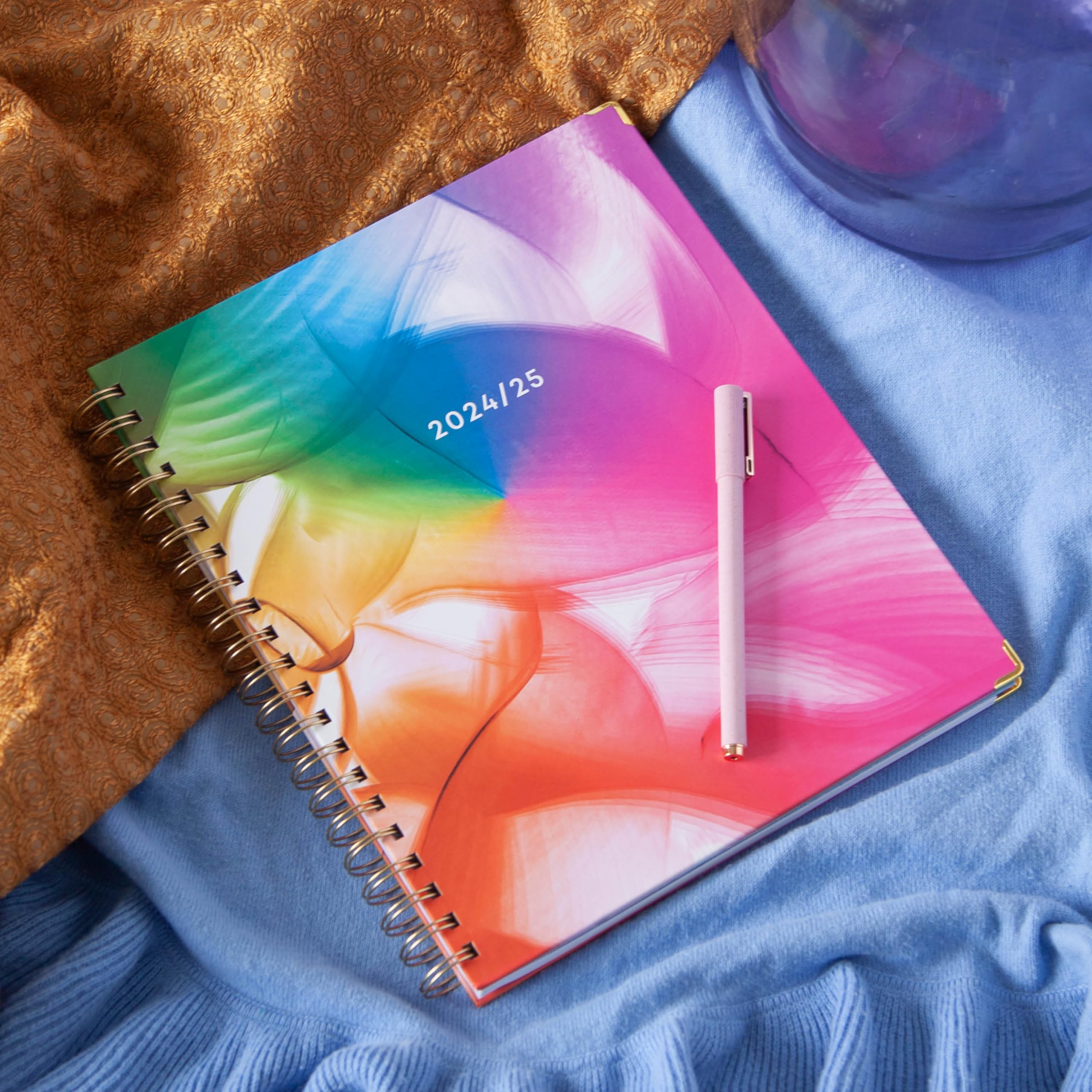 Blue Sky 2024-2025 Teacher Planner - Weekly & Monthly Lesson Organizer, 8.5 x 11 Inch Hardcover Wirebound Calendar, Rainbow Paint Design - Perfect for Classroom Planning, Homeschooling & Teacher Gifts (150649)