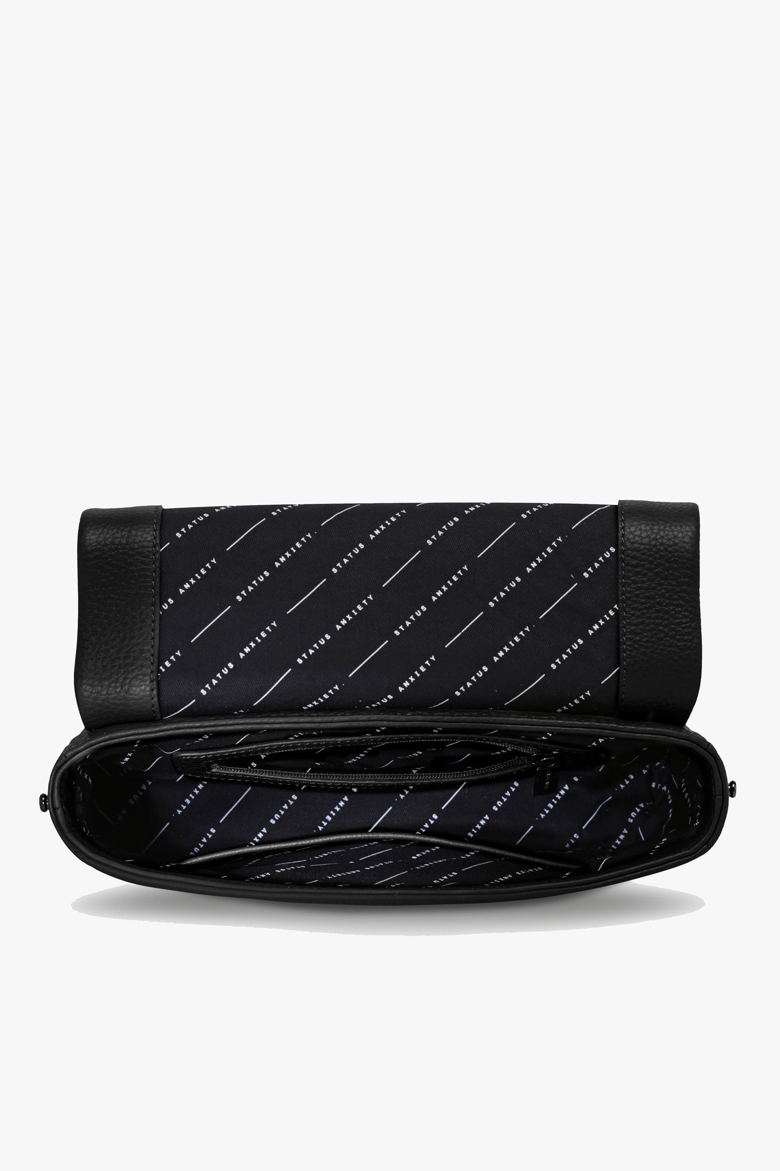 Stylish Black Succumb Shoulder Bag with Fold Over Design and Side Studs - Perfect for Work, Travel, and Everyday Use
