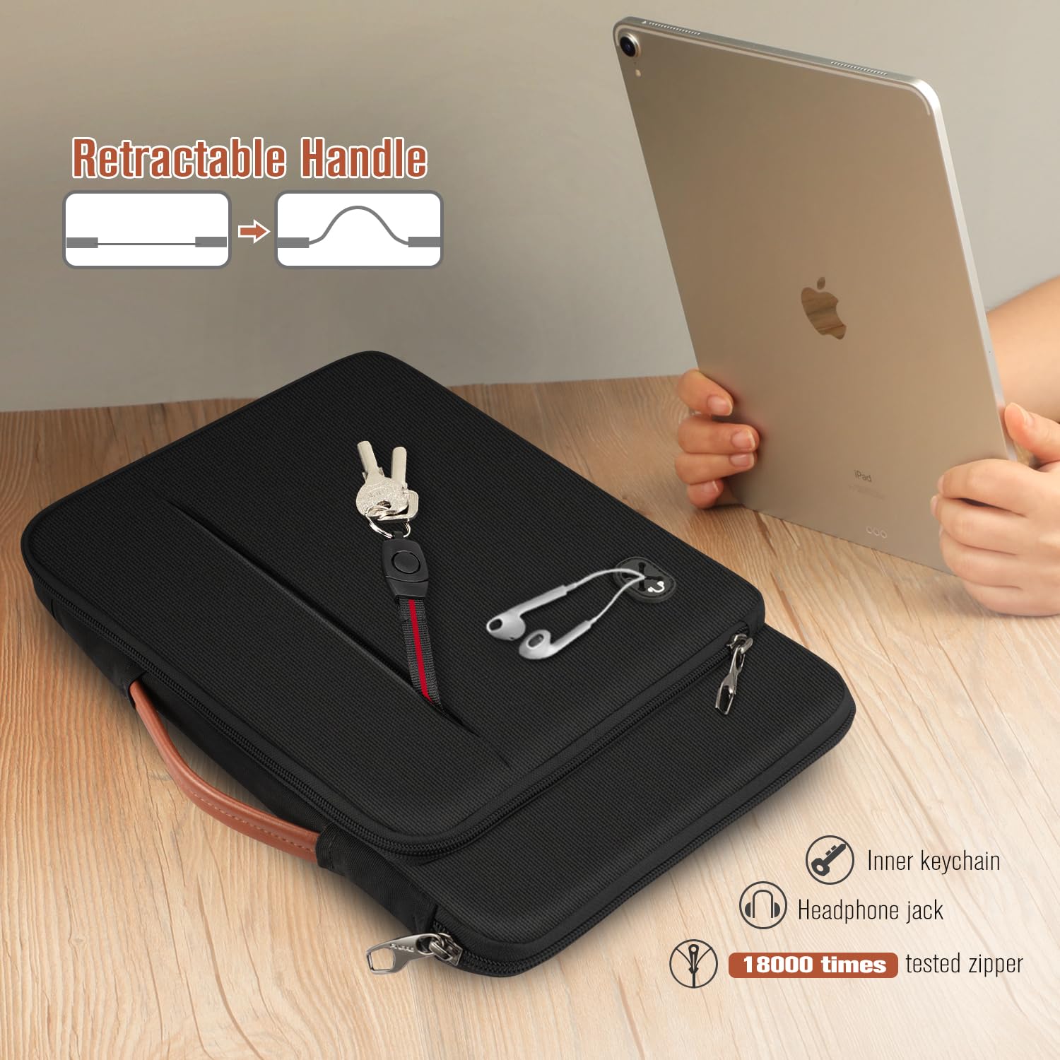 FINPAC 12.9-13 Inch Laptop Sleeve Case - Premium Protective Bag for MacBook Pro, MacBook Air & iPad Pro/Air - Waterproof Briefcase with Shoulder Strap - Perfect for Work, Travel & School Use