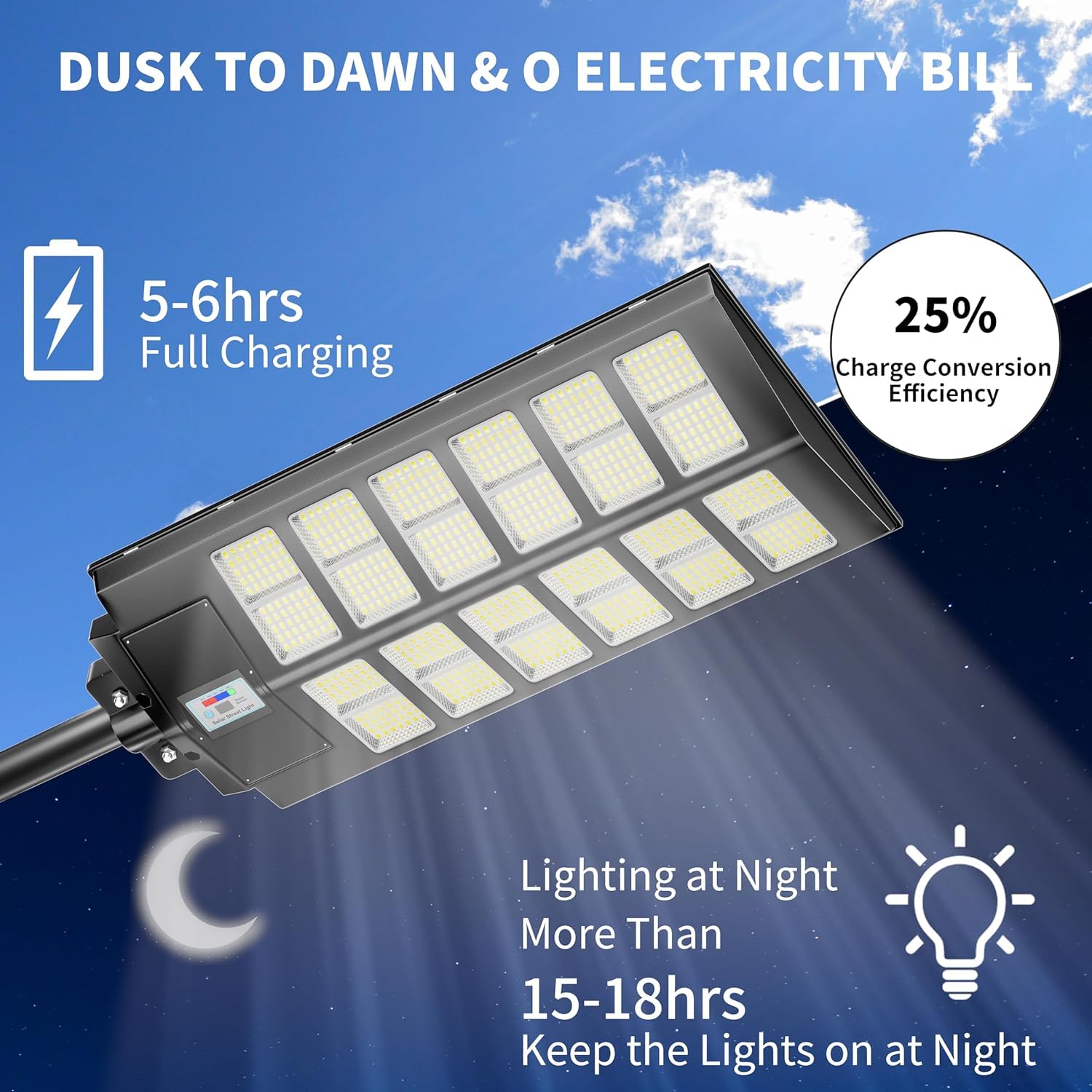 4800W 300000LM Solar Street Lights Outdoor Waterproof - 7000K Bright White LED Parking Lot Lights with Motion Sensor & Dusk to Dawn Auto On/Off - Wide Angle Solar Powered Yard Lights (3-Pack) for Driveway, Garden, Pathway, and Backyard Security Lighting