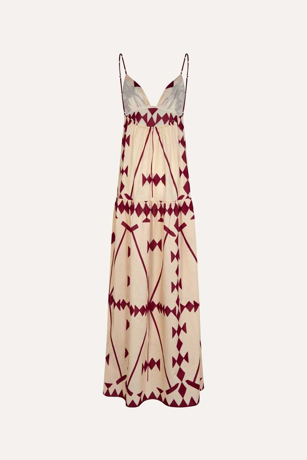 Elegant Ecru Zea Palm Print Dress - Women's Boho Summer Maxi Dress for Beach, Vacation & Casual Outings