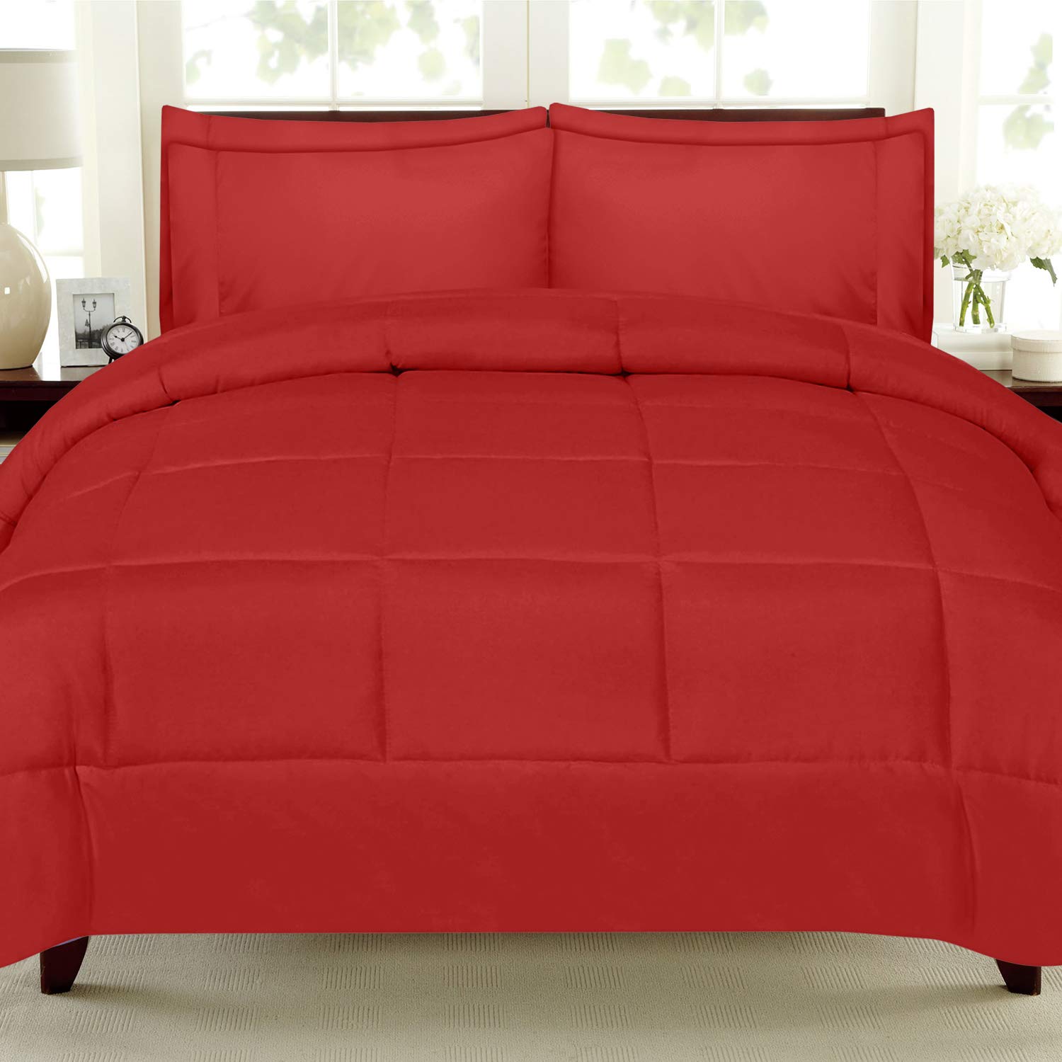 5 Piece Twin XL Comforter Set - All Season Soft Down Alternative Blanket & Luxurious Cotton Bedding - Fits Mattress Up to 18