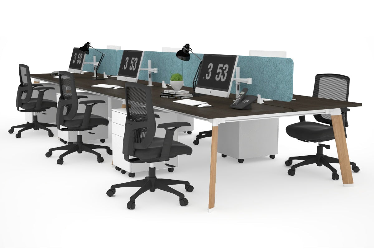 6-Person Wooden Workstation with Imprint Frame - 1600L x 700W Dimensions - Ideal for Office, Conference Room & Collaborative Workspaces