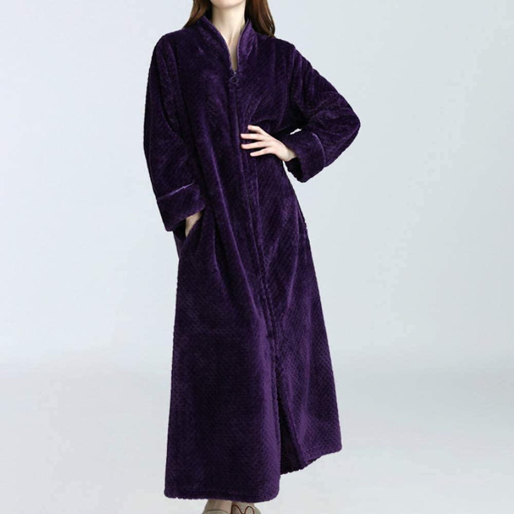 Women's Zip Fleece Waffle Pajama Set - Long Sleeve Fluffy Toweling Bathrobe & Sleepwear for Lounge, Spa Days & Cozy Evenings at Home