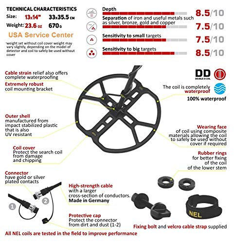 Garrett AT Gold Metal Detector NEL Storm 13x14 DD Waterproof Search Coil - Professional Gold Prospecting & Treasure Hunting Accessory for Beach, Field & Relic Hunting