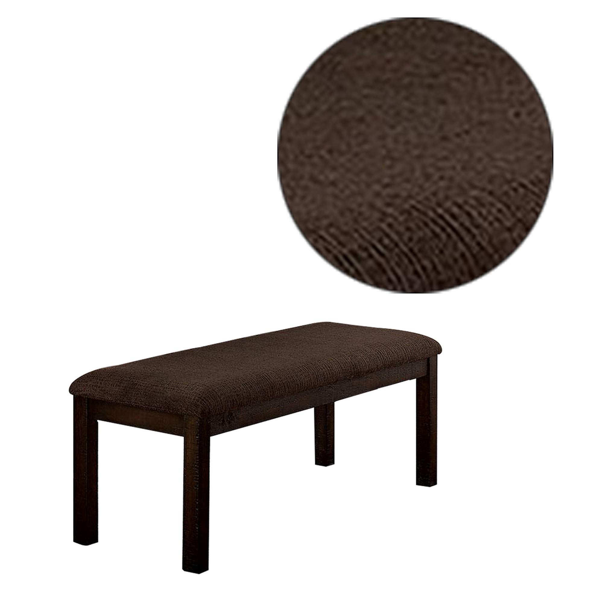 Benjara BM230635 18 Inch Padded Bench with Solid Wood Frame, Brown - Perfect for Entryway, Bedroom, or Living Room Seating