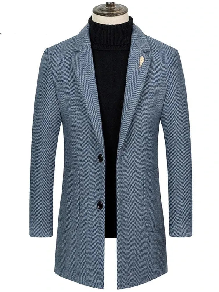 Single-Breasted Men's Coat - Classic Slim Fit Wool Overcoat for Business & Formal Wear | Perfect for Office, Weddings & Winter Outfits