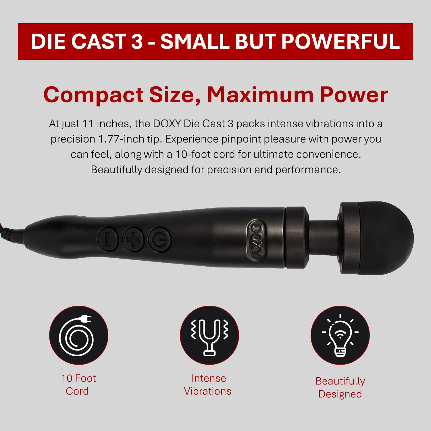 Doxy Die Cast 3 Wand Vibrator for Women - Powerful Compact Massager, Luxury Adult Toy with Intense Pleasure - Perfect for Couples Play & Solo Relaxation