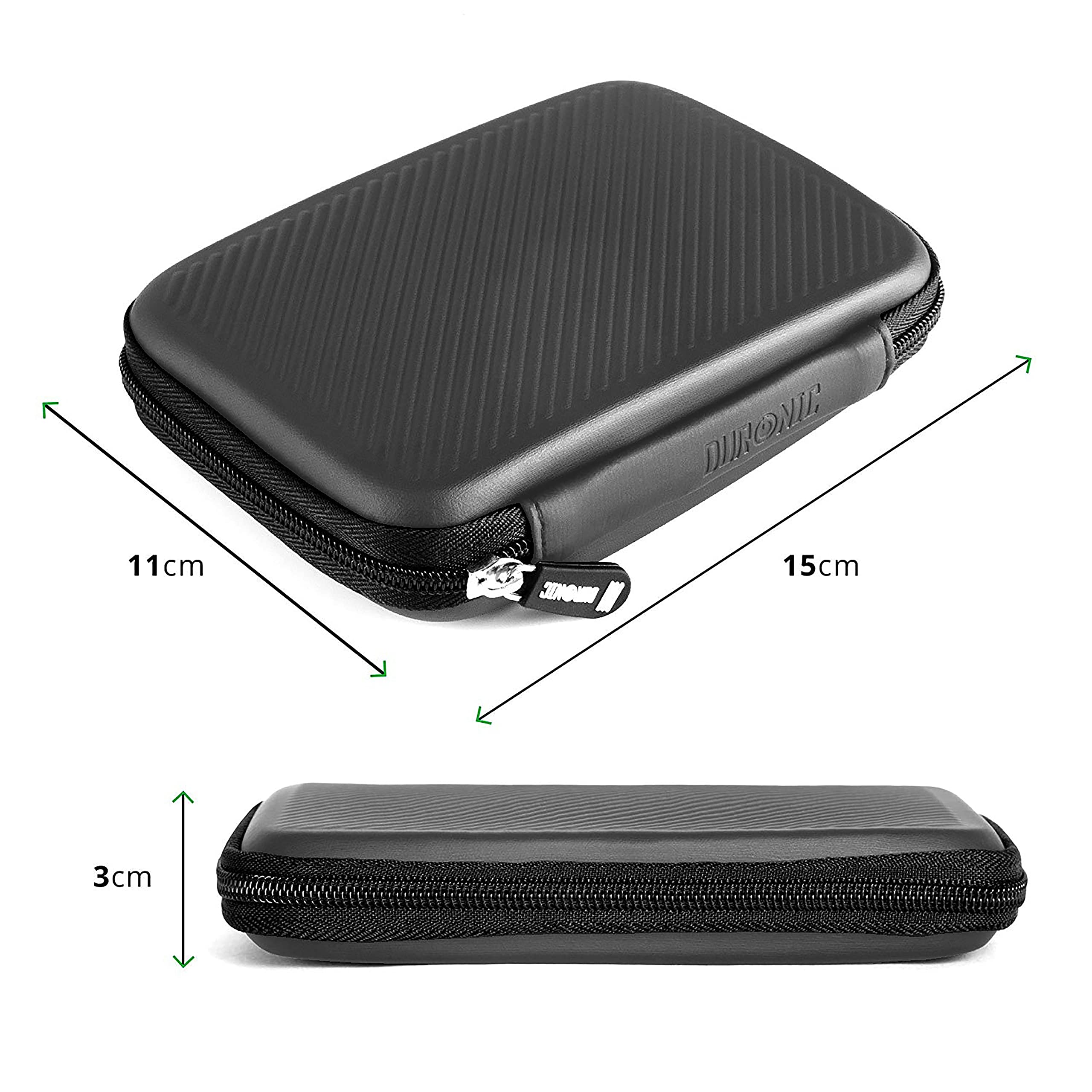 Duronic HDC2/GY Hard Drive Case - Portable EVA Protective Storage Pouch for External Hard Drives & Cables | Lightweight & Durable | Compatible with WD, Toshiba, Seagate, Samsung | Perfect for Travel, Office & Data Backup Protection