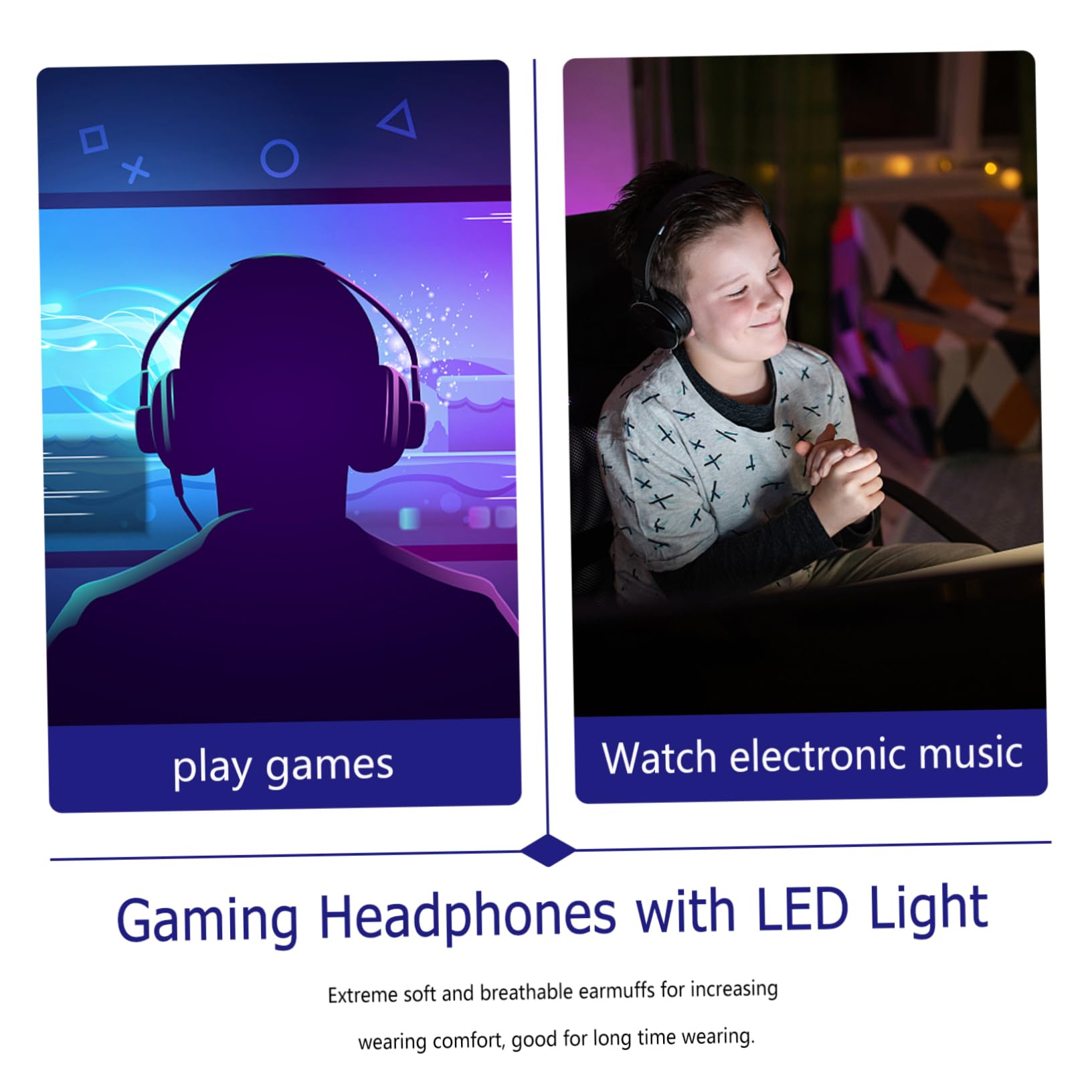 Homoyoyo Noise Cancelling Gaming Headset with Mic - Over Ear USB Wired Headphones with Volume Control, Soft Protein Earpads for PC/PS4/Xbox - Perfect for Esports, Streaming & Online Classes