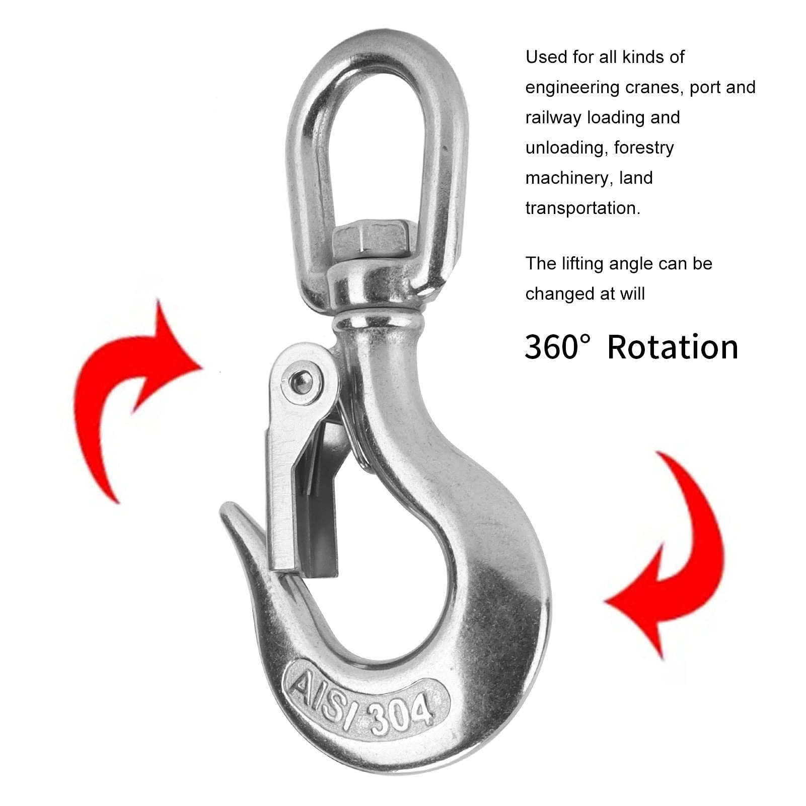 Stainless Steel Lifting Hook 150KG (1000KG Capacity) - Heavy Duty Crane Hook for Construction, Engineering & Industrial Lifting - Perfect for Warehouse, Shipyard, and Rigging Applications