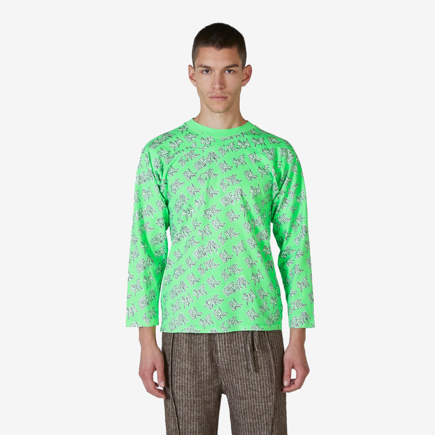 Unisex Printed Long Sleeve T-Shirt - Green Cotton Casual Top for Men & Women | Perfect for Everyday Wear, Street Fashion & Layering