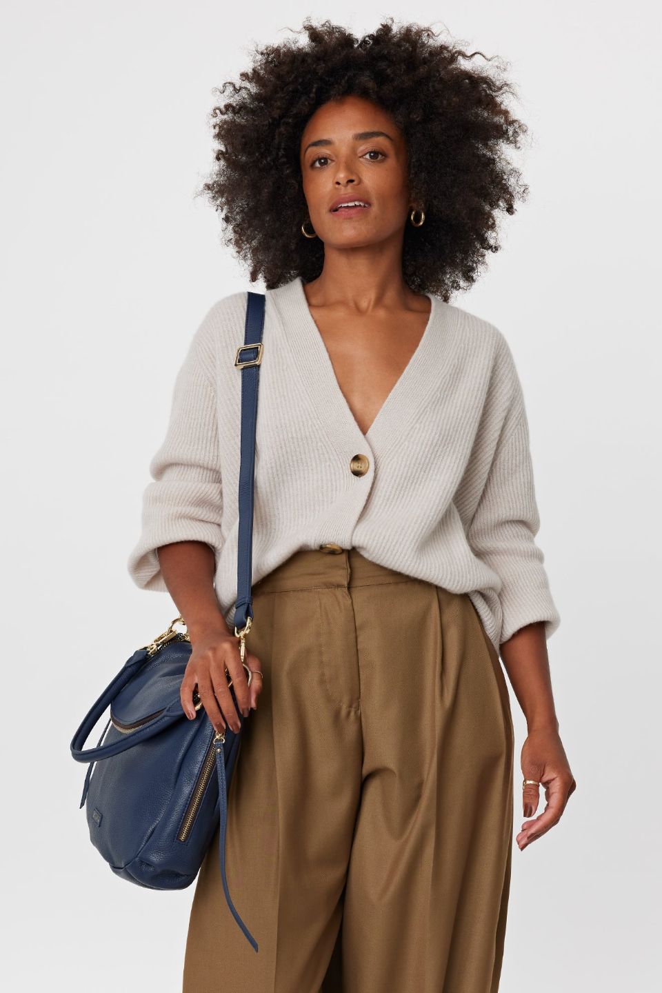 Frankie Fold Over Shoulder Bag for Women - Midnight Blue Crossbody Purse with Adjustable Strap, Perfect for Work, Travel & Everyday Use