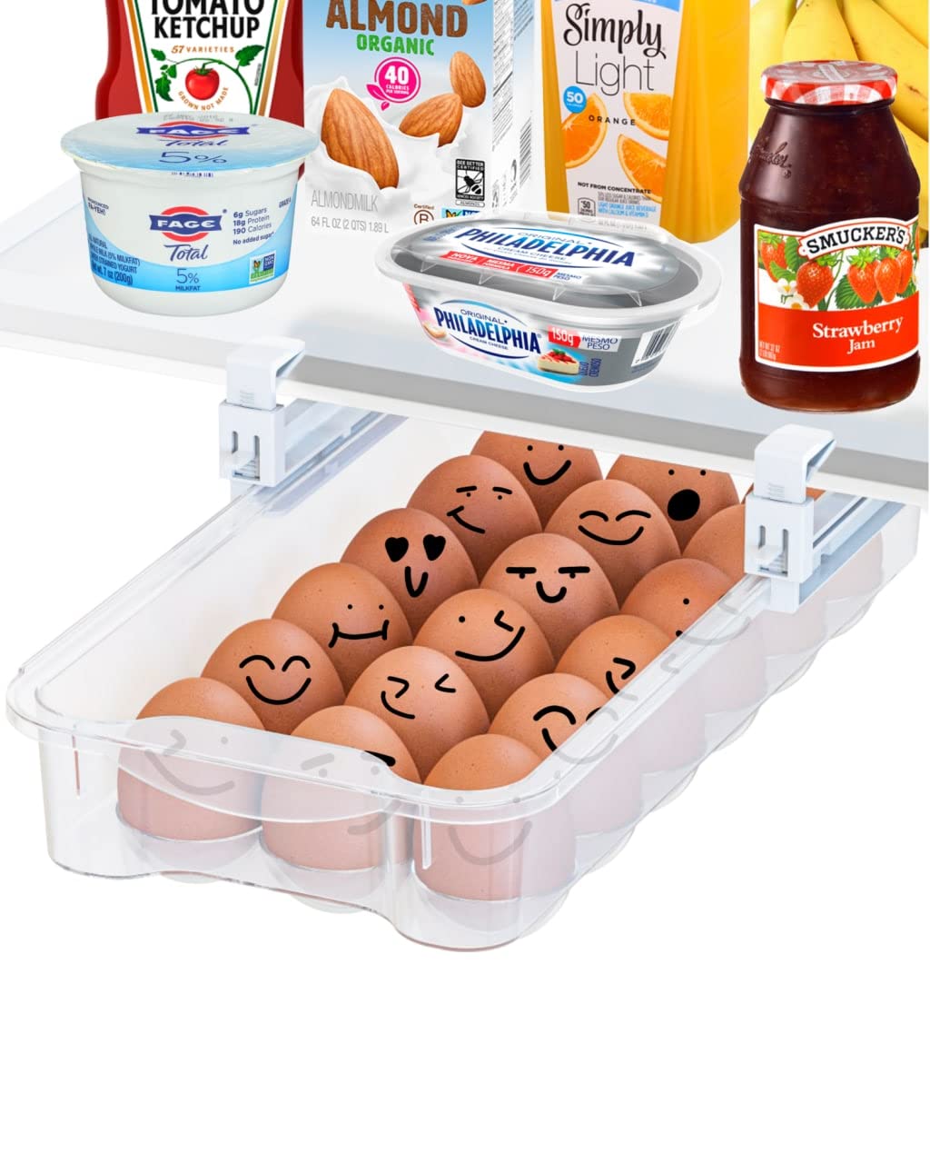 Skywin Refrigerator Egg Drawer – Snap-On Egg Holder Organizer for Fridge, Adjustable & Space-Saving Egg Storage Container – Perfect for Kitchen Organization, Breakfast Prep, and Protecting Eggs in Refrigerators