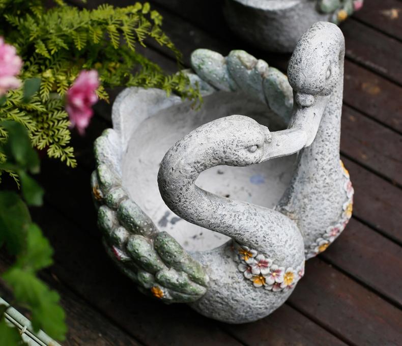 Extra Large Swan Statue for Garden Decor - Elegant Outdoor Animal Sculpture, Villa Courtyard Ornament & Flower Pot Holder | Perfect for Swan Lovers, Patio Decorations & Landscape Design Ideas
