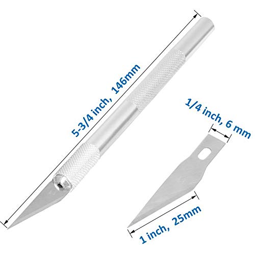 100PCS Precision Hobby Knife Blades with 2PCS Alloy Steel Craft Knife Handles - Heavy Duty Carbon Steel Cutting Tools for DIY Crafting, Scrapbooking, Model Building & Paper Cutting