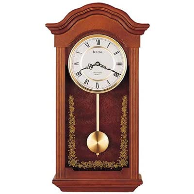 1 Quartz Solid Wood Pendulum Analog Wall Clock - Brown Traditional Transitional Style - Perfect for Living Room, Bedroom, Office & Farmhouse Decor