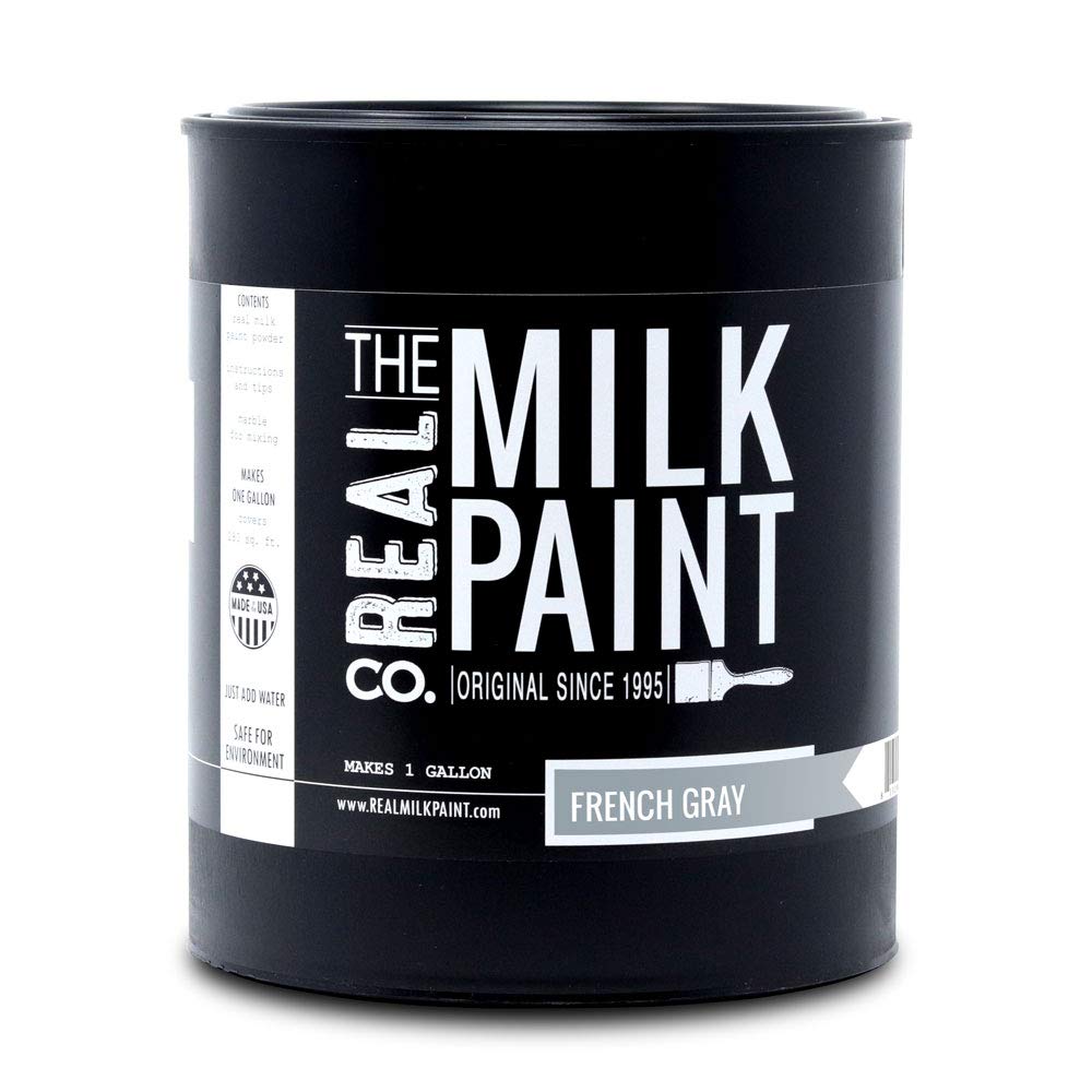 Real Milk Paint - Non-Toxic, VOC-Free Water-Based Matte Paint for Wood Furniture, Cabinets, Walls, Brick & Stone | French Gray 1 Gallon | Eco-Friendly Home Renovation & DIY Projects