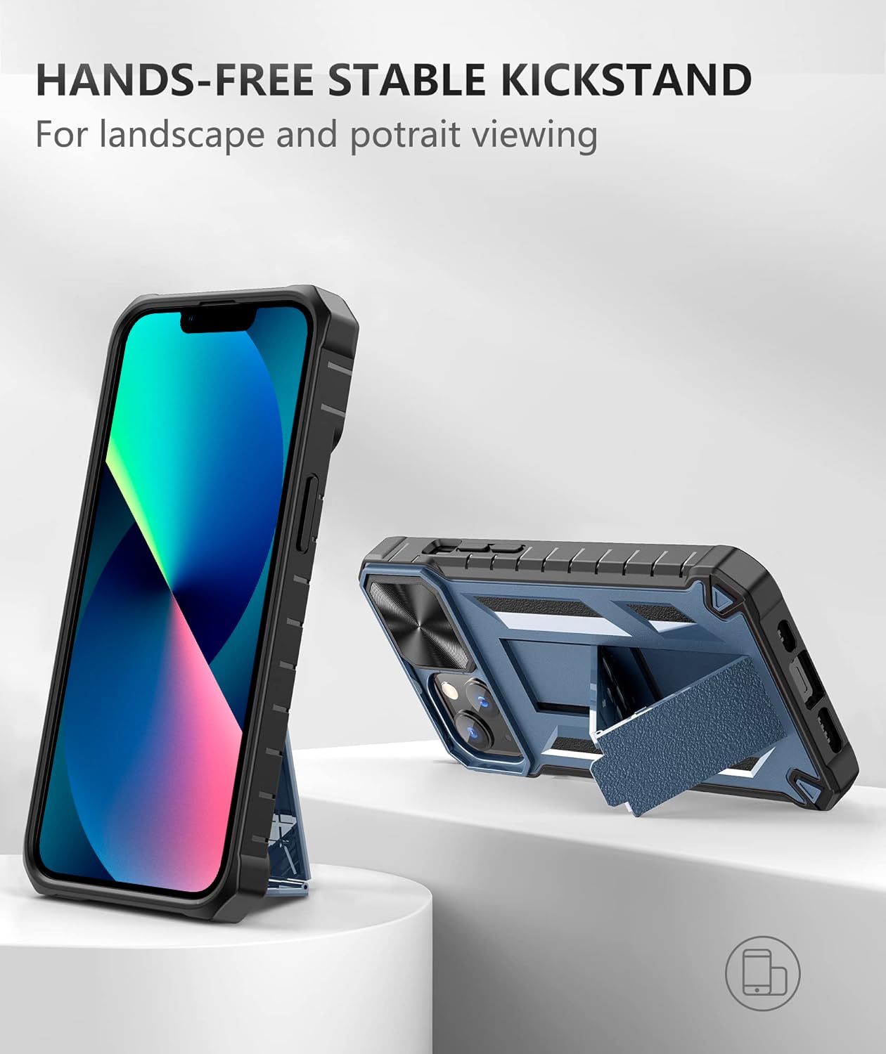 SOiOS Shockproof Military Grade iPhone 16e/13/14 Case with Kickstand | Rugged TPU Hybrid Protective Phone Cover | Matte Textured Durable Bumper Design for Work, Travel & Outdoor Activities