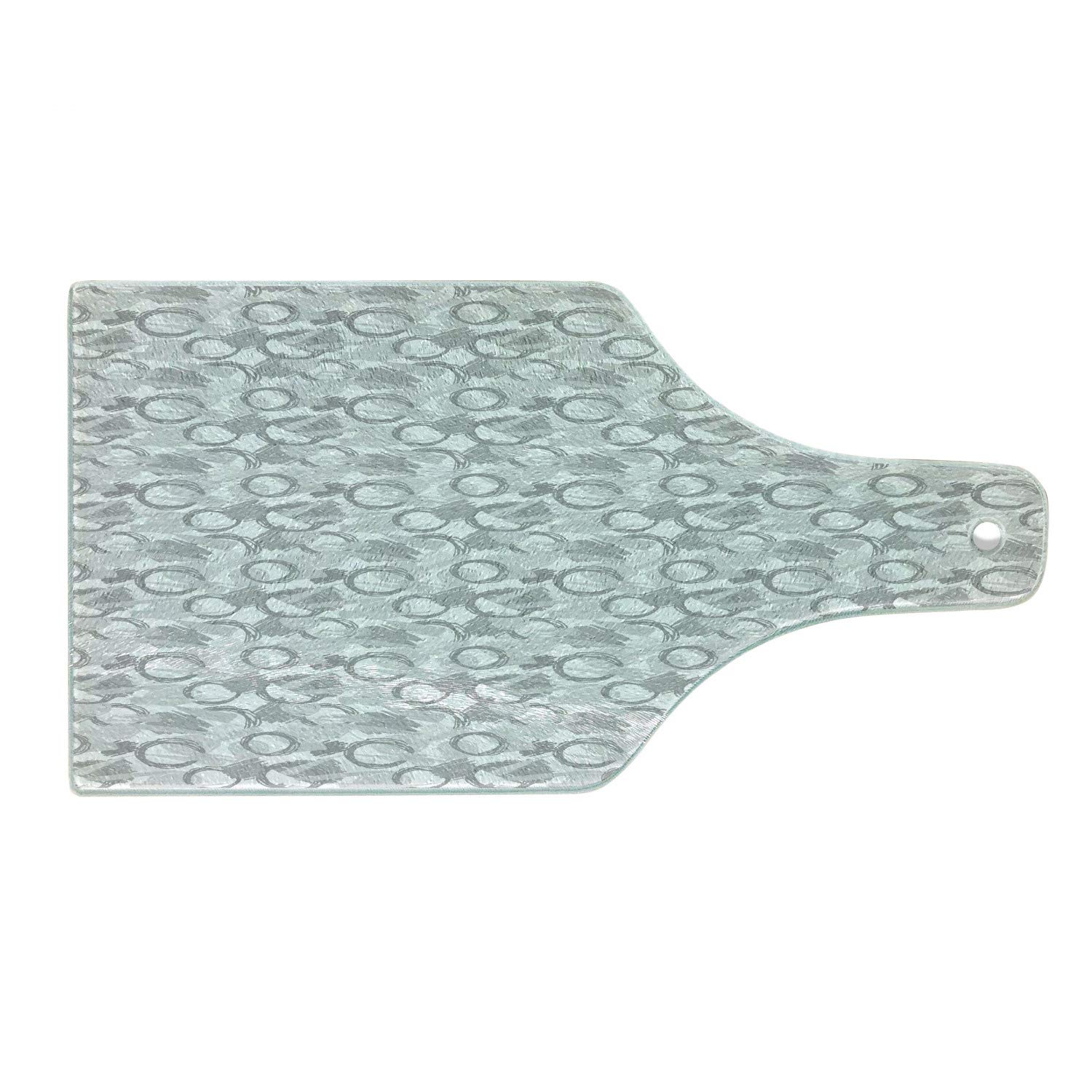 Ambesonne Abstract Geometric Cutting Board - Tempered Glass Serving Board with Sketchy Brush Strokes & Paint Splash Design - Wine Bottle Shape in Pale Grey White - Perfect for Charcuterie, Cheese Display & Wine Pairing