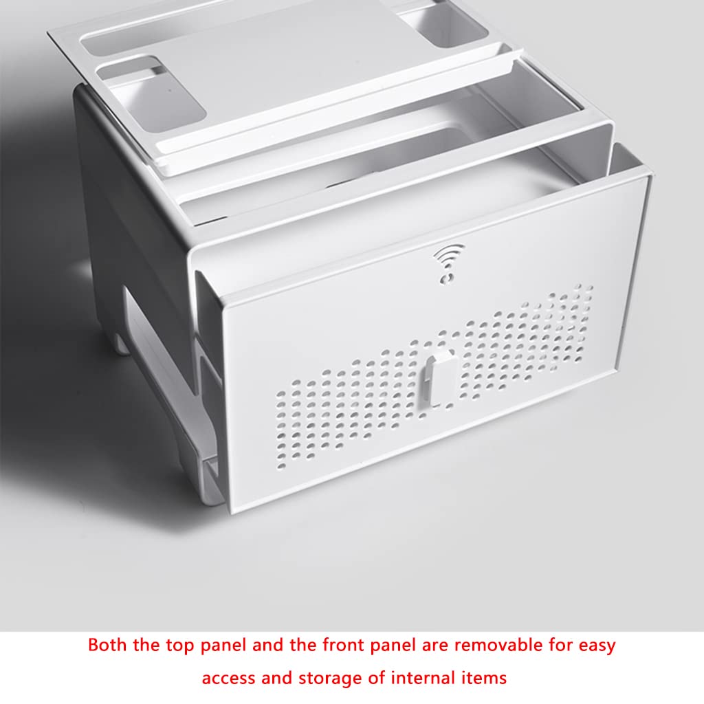 Wireless Router Storage Box & TV Set-top Box Organizer - Desktop Cable Management Rack for Living Room, Home Office, and Entertainment Center