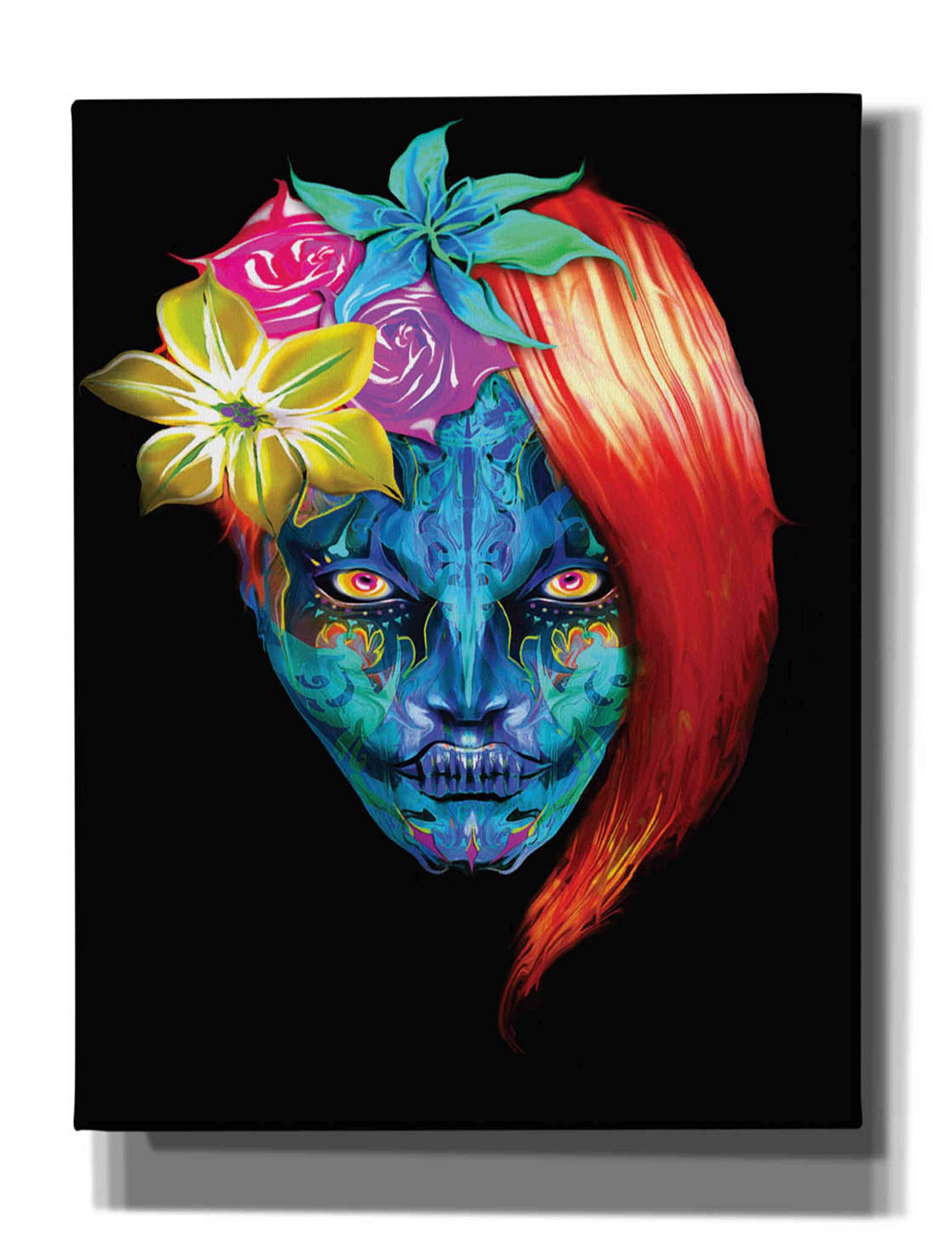 Epic Graffiti 'Day of The Dead 2' Canvas Wall Art by Michael Stewart - 26x34 Inches Mexican Sugar Skull Painting for Home Decor, Office & Gifts