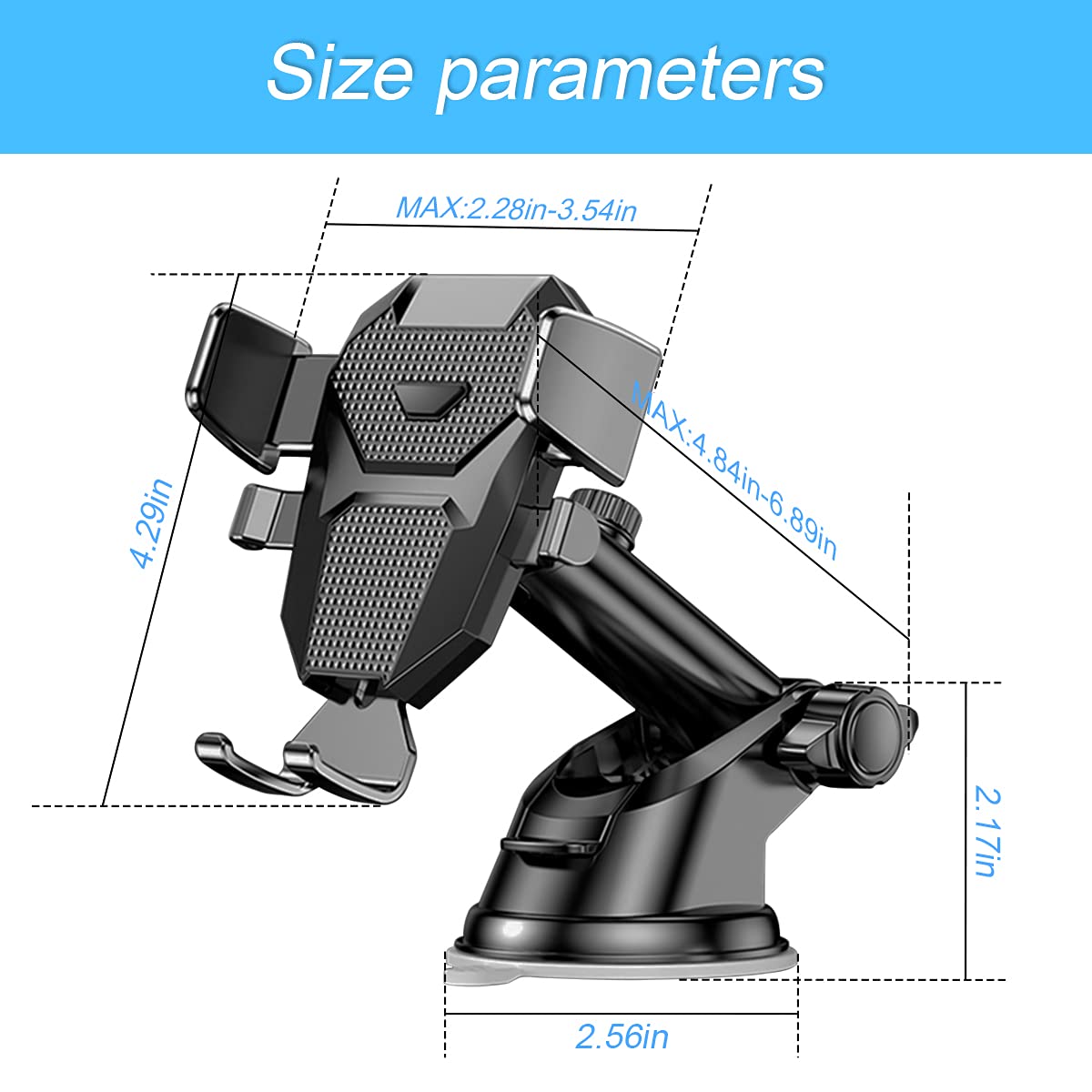 360° Rotatable Car Phone Mount for Windshield, Dashboard & Air Vent - Universal Smartphone Holder Compatible with iPhone 13 Pro Max/13/12/11 & All Phones - Perfect for Hands-Free Navigation & Safe Driving