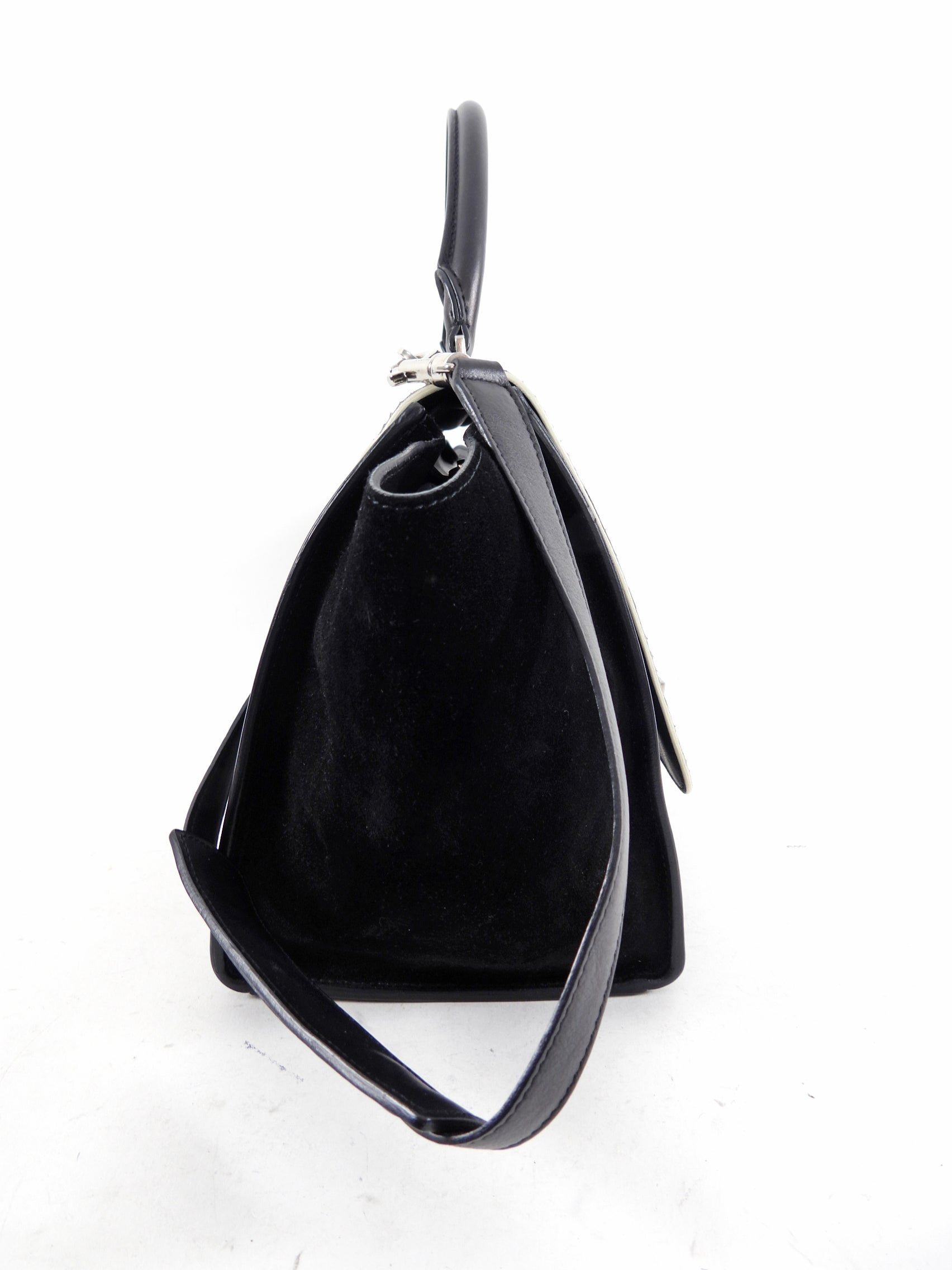 Celine Black Leather and Suede Exotic Trapeze Handbag for Women | Luxury Designer Crossbody Bag for Evening Parties, Date Night & Special Occasions