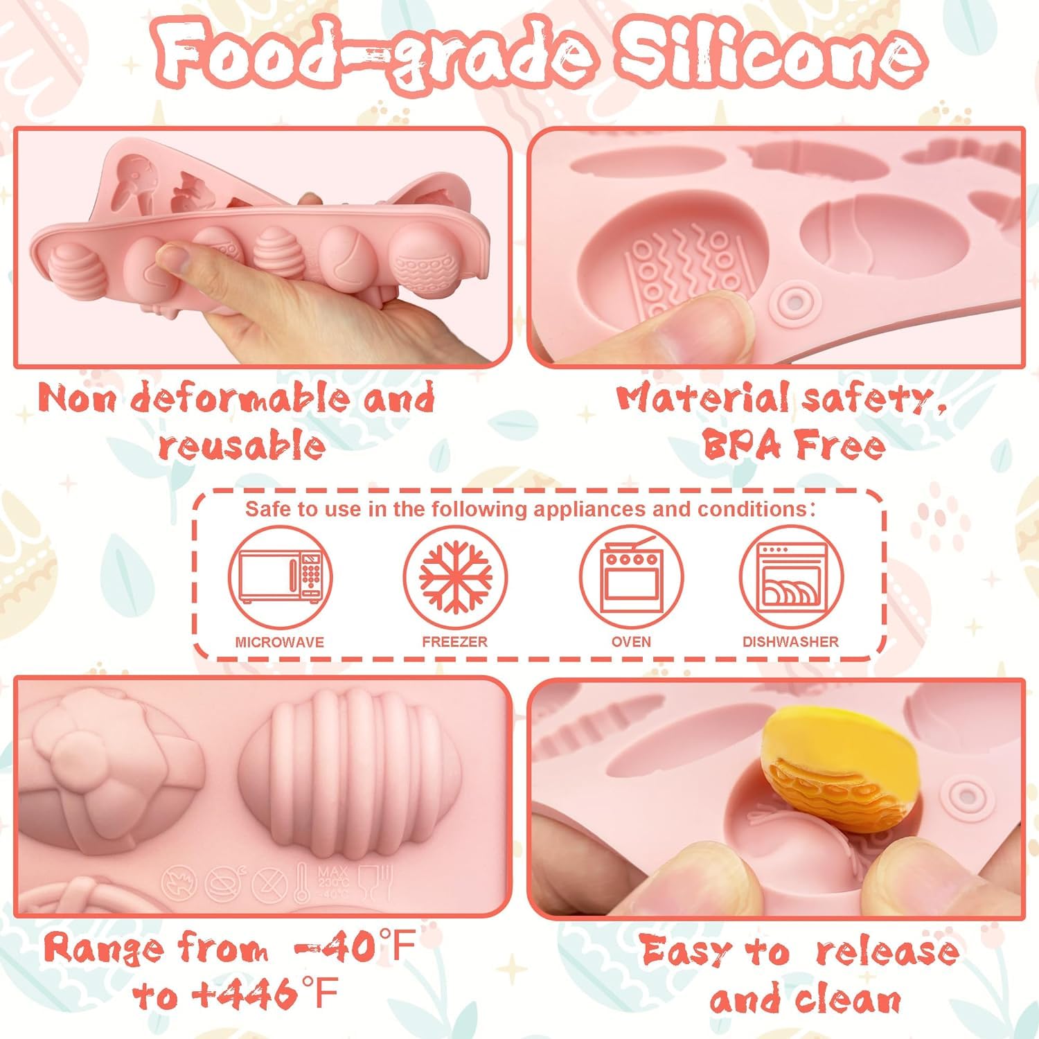 Easter Silicone Candy Molds - 18 Cavity Chocolate Molds for DIY Candy, Jelly, Wax Melts - Bunny, Egg & Basket Shapes - Perfect for Holiday Baking, Cupcake Decor & Kids Gift Making (9 Unique Designs)